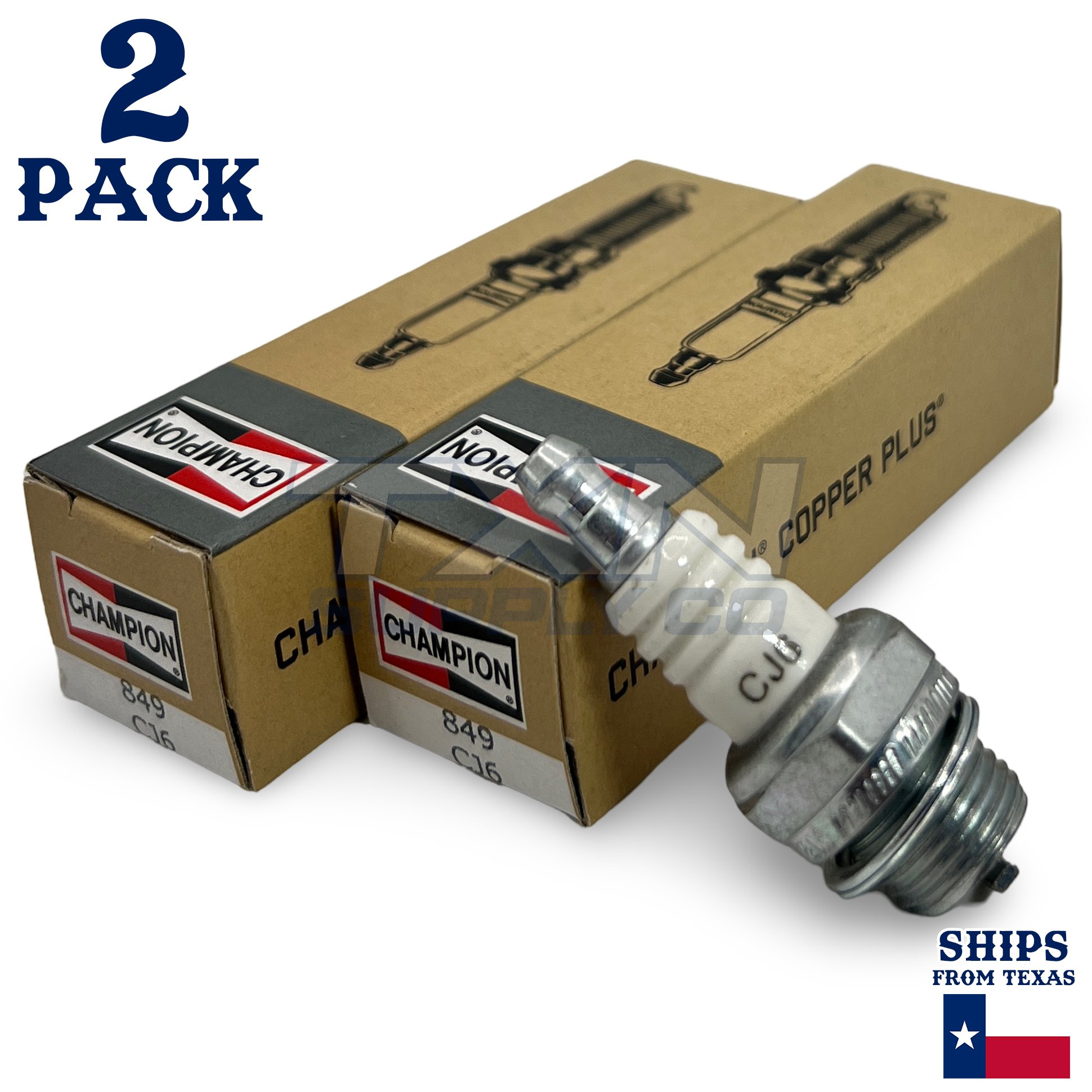 Champion 849 CJ6 Copper Plus Spark Plug - 2 Pack - Image 1