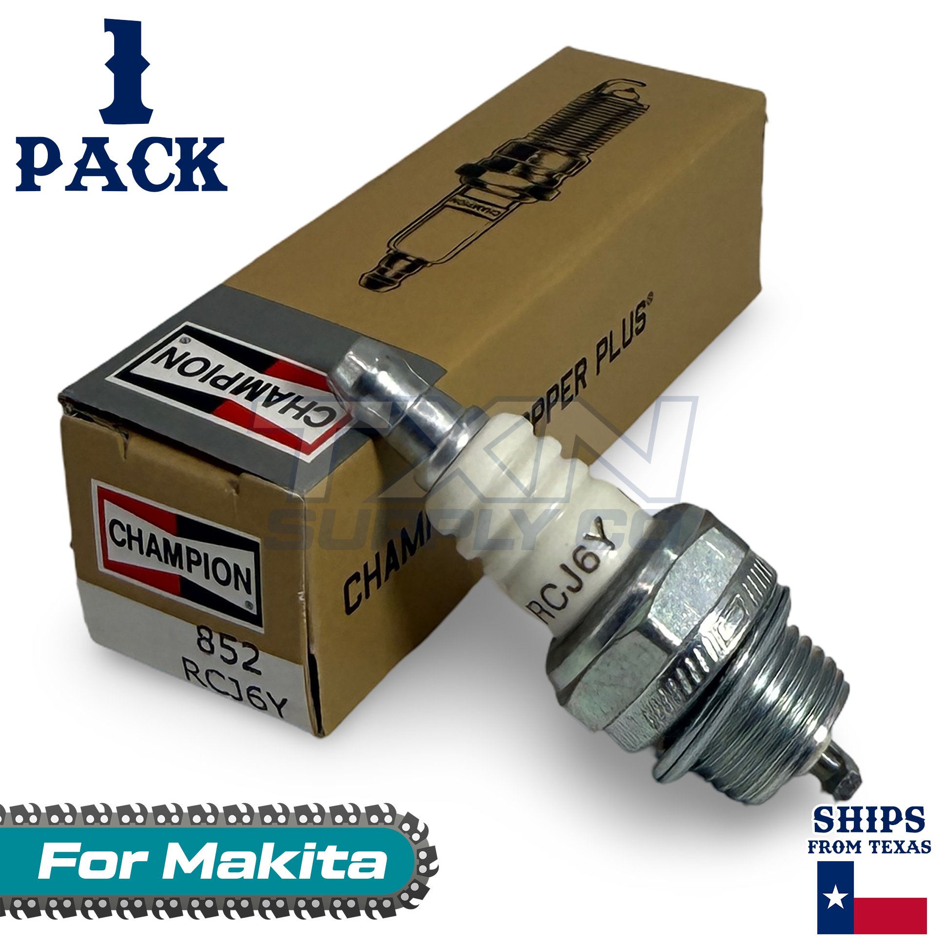 1 Pack Champion Spark Plug - For EA4300F Makita Chainsaw - Image 1