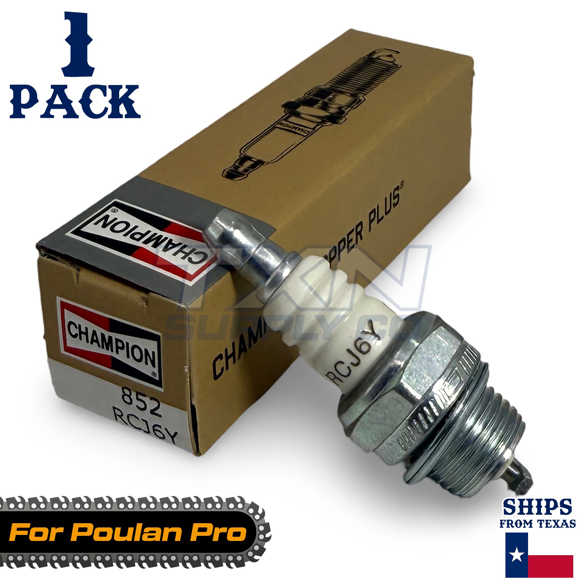 1 Pack Champion Spark Plug - For Poulan Pro 505 Chainsaw - Image 1