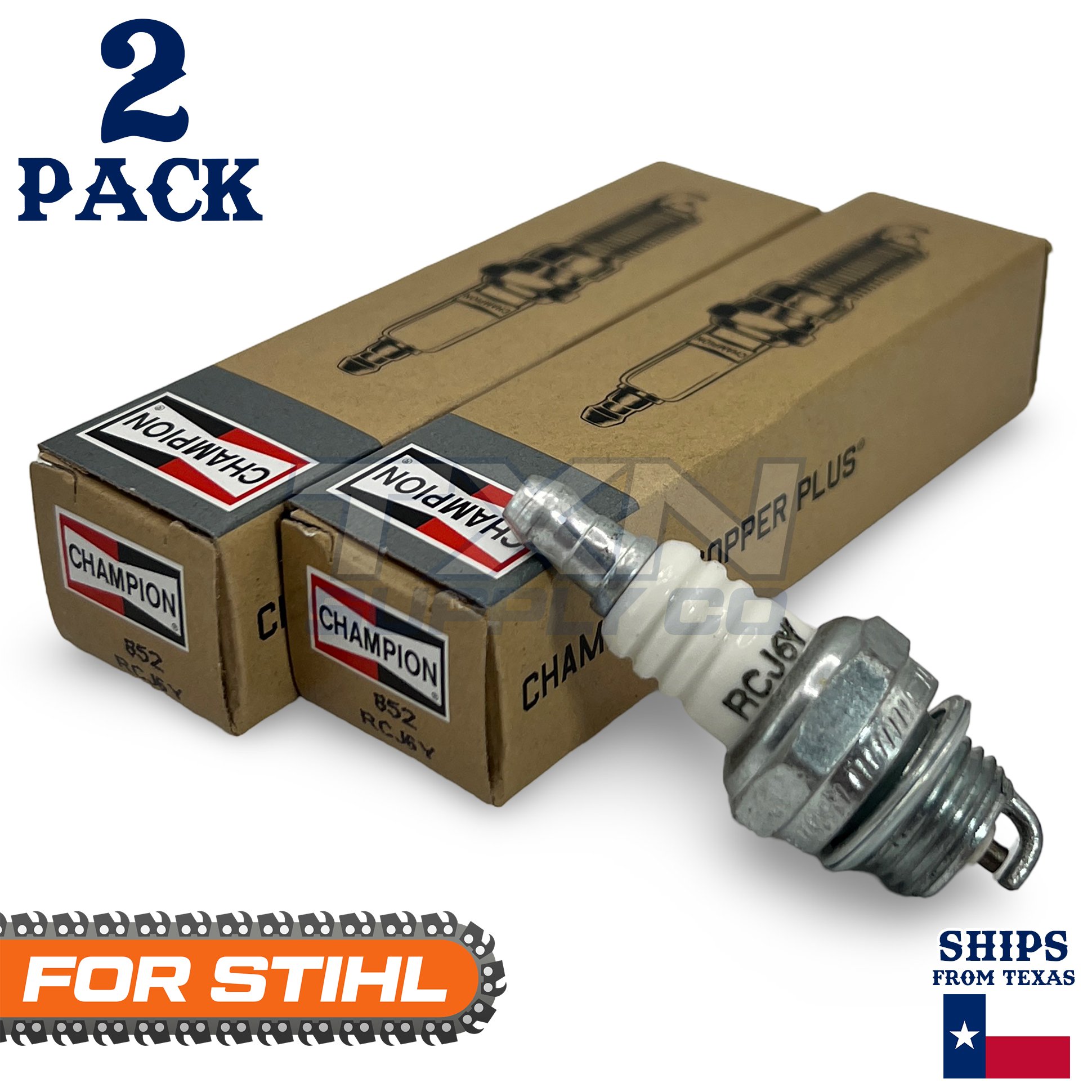 2 Pack Champion Spark Plug - For 029 Stihl Chainsaw - Image 1