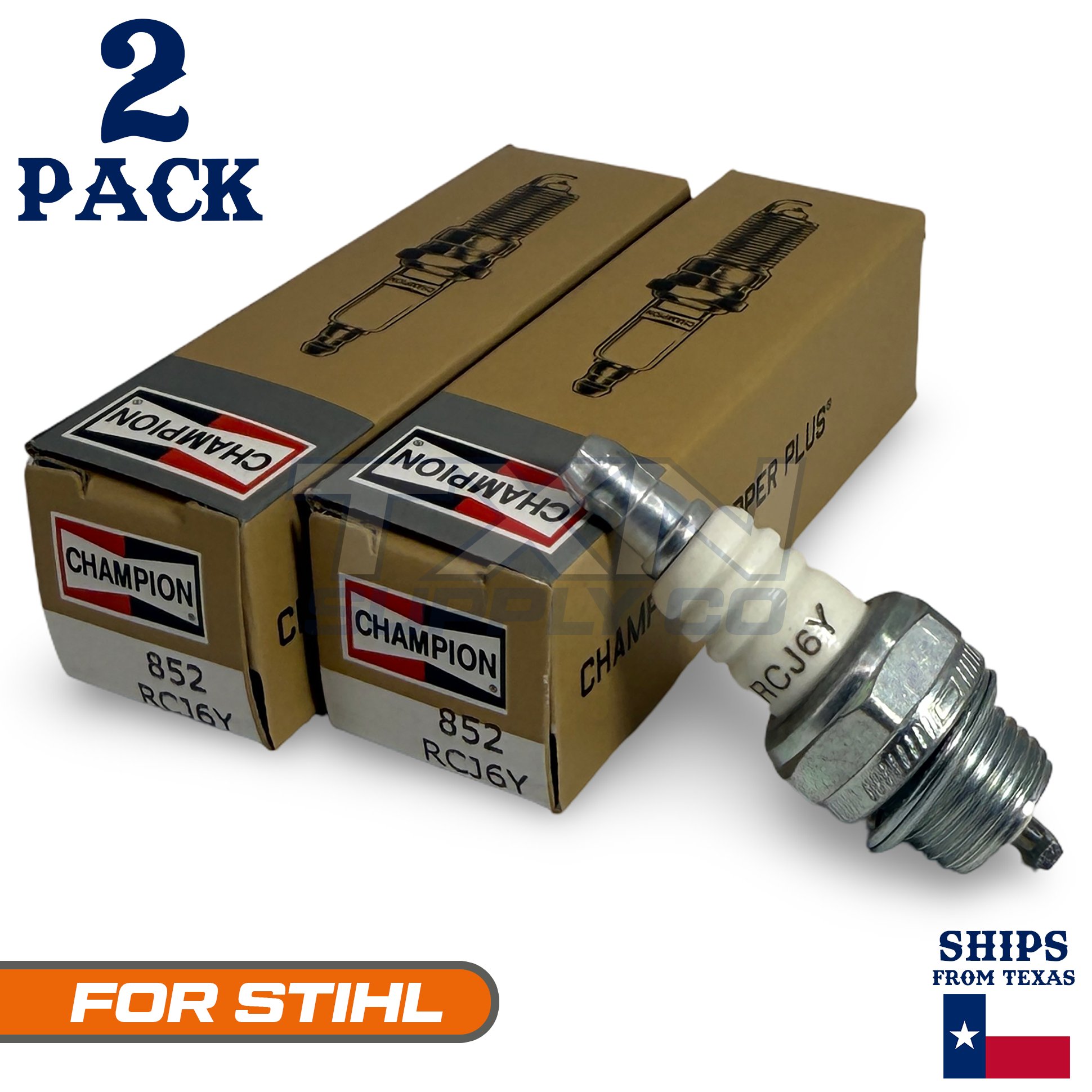 2 Pack Champion Spark Plug - For STIHL FS 46C Trimmer Cutter - Image 1