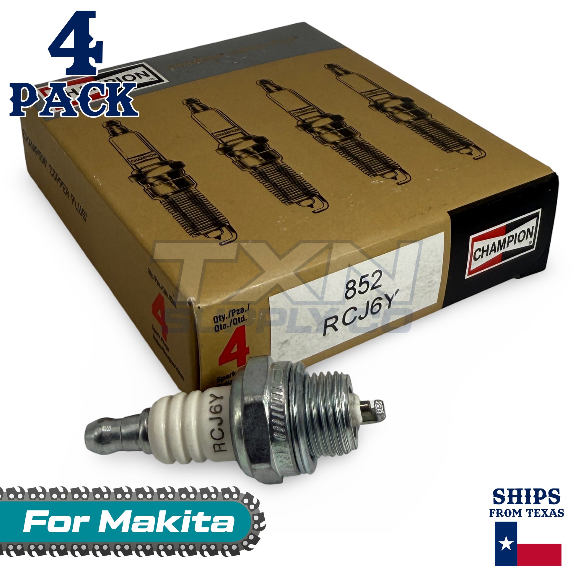 10 Pack Champion Spark Plug - For DCS-6800FL Makita Chainsaw - Image 1