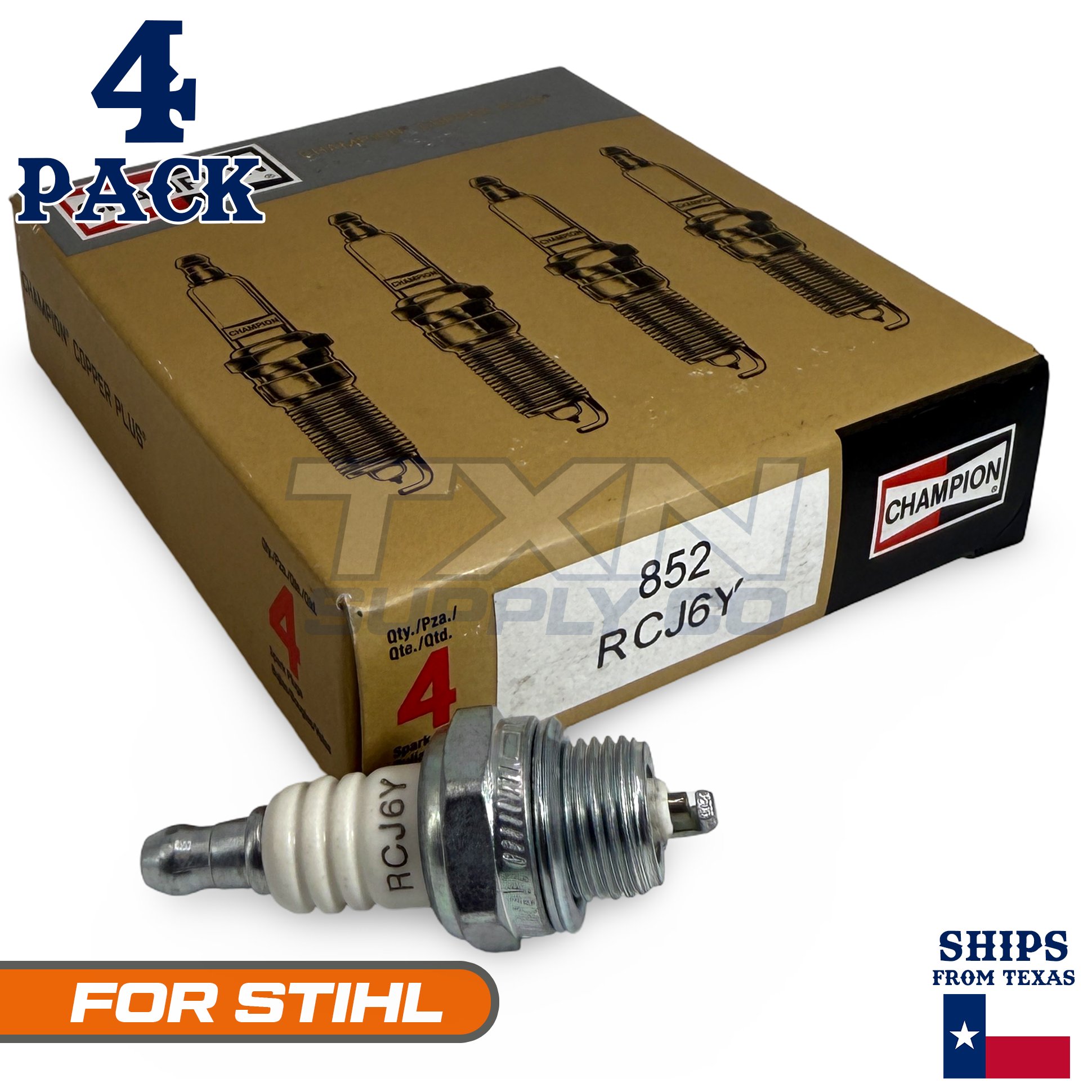 4 Pack Champion Spark Plug - For STIHL HS 46 C Trimmer Cutter - Image 1