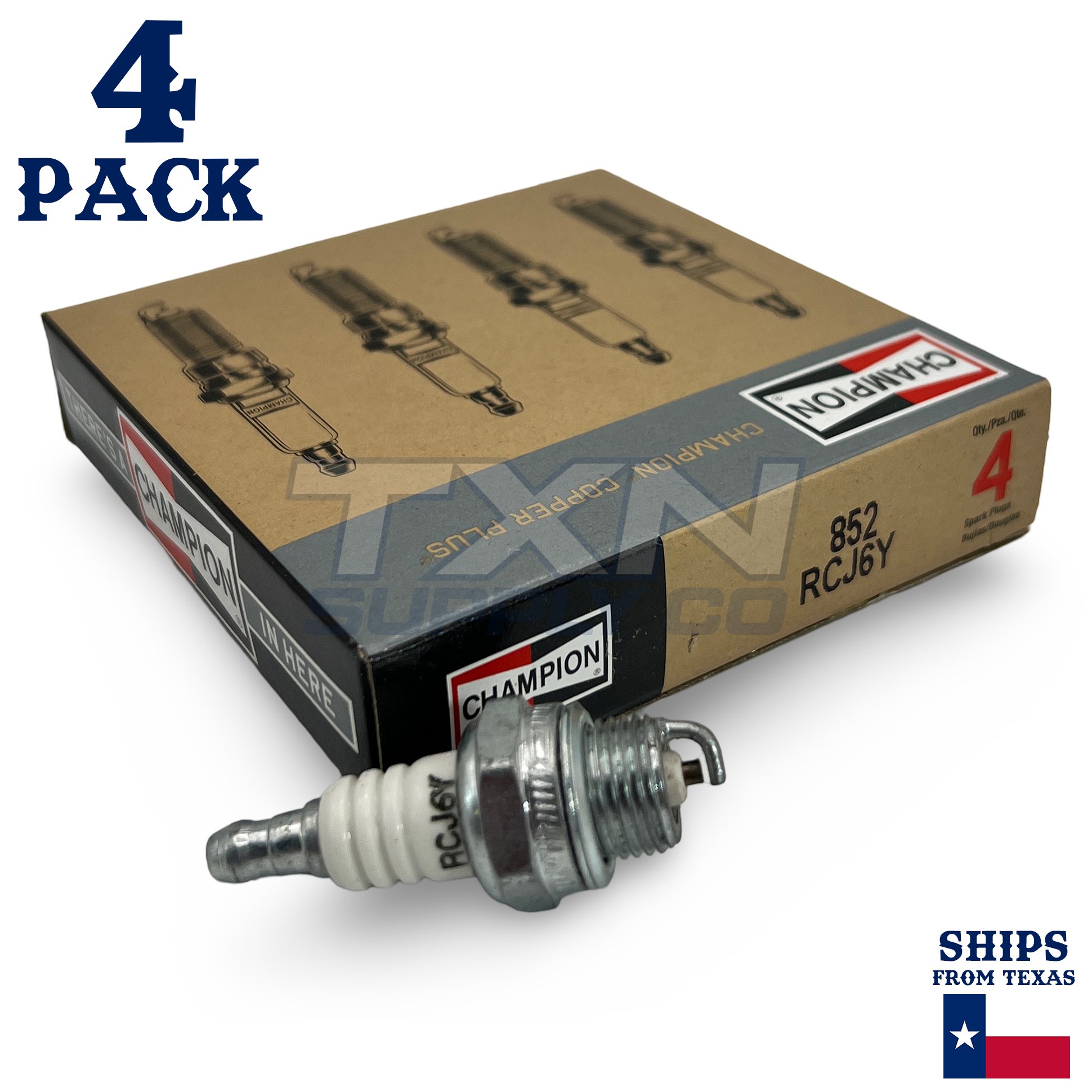 4 Pack Champion Spark Plug - For Poulan Pro Micro 25 Chainsaw - Image 1