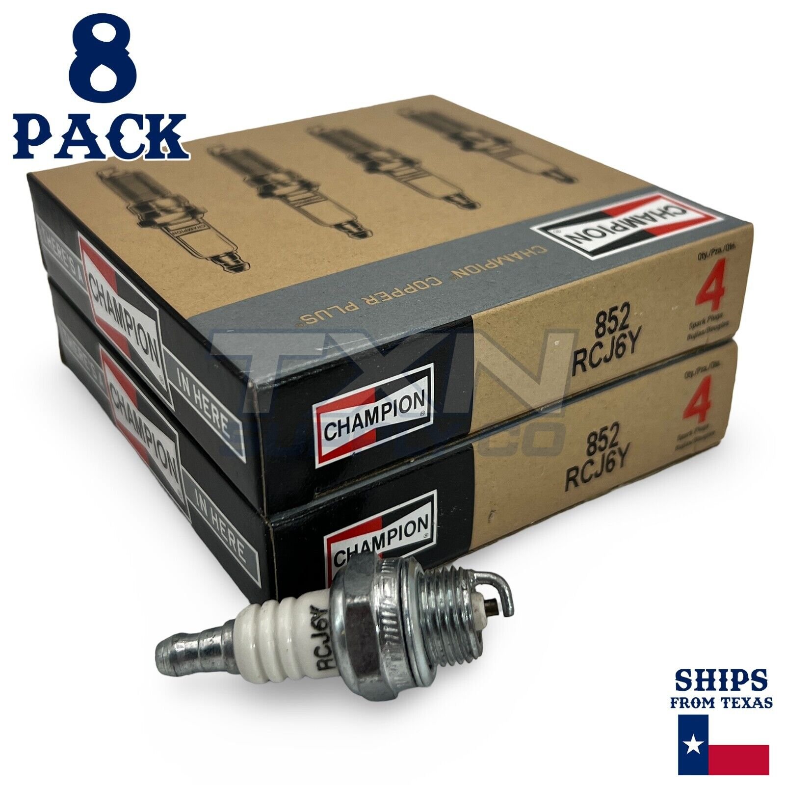 Champion 852 Copper Plus Spark Plug RCJ6Y - 8 Pack - Image 1