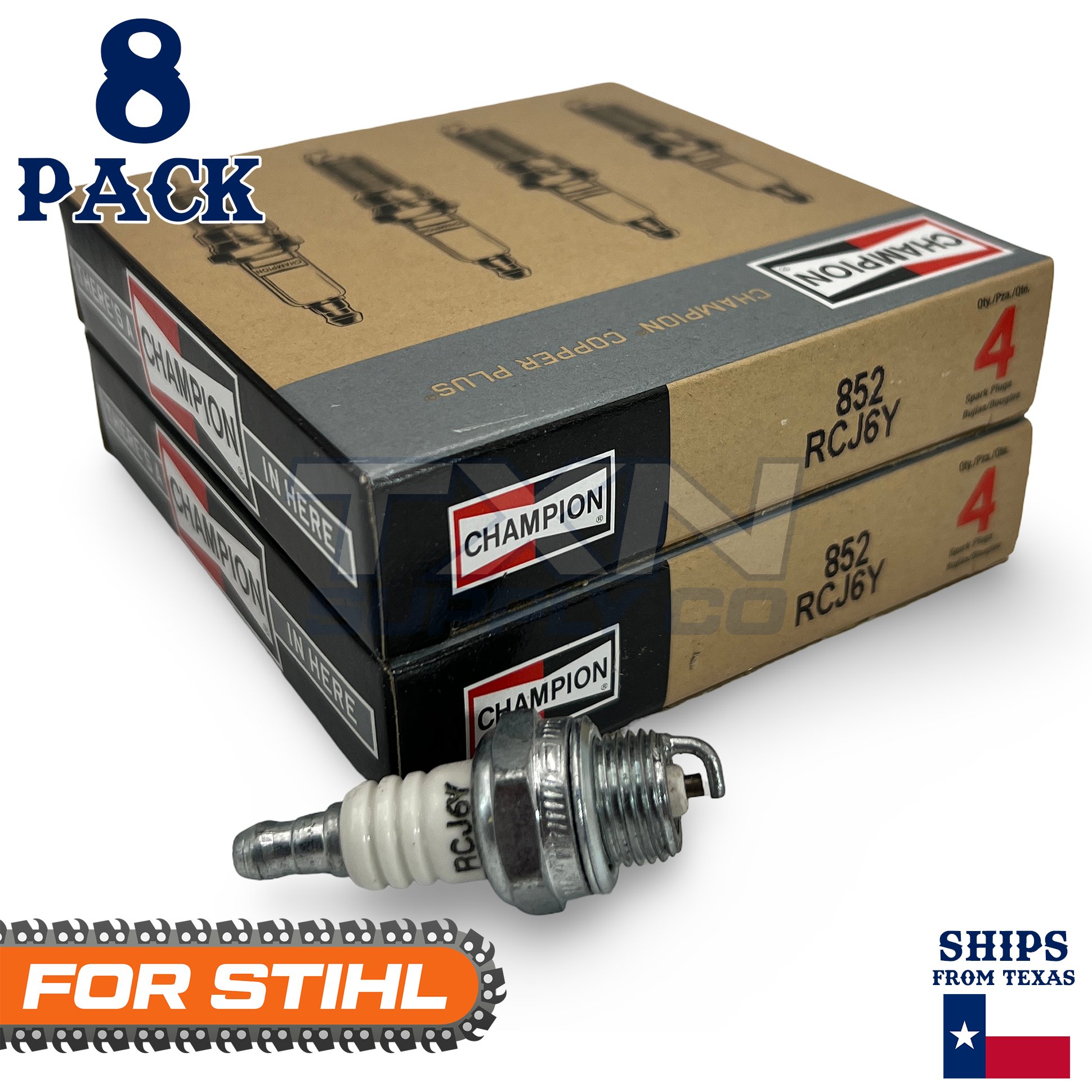 8 Pack Champion Spark Plug - For MS261 Stihl Chainsaw - Image 1