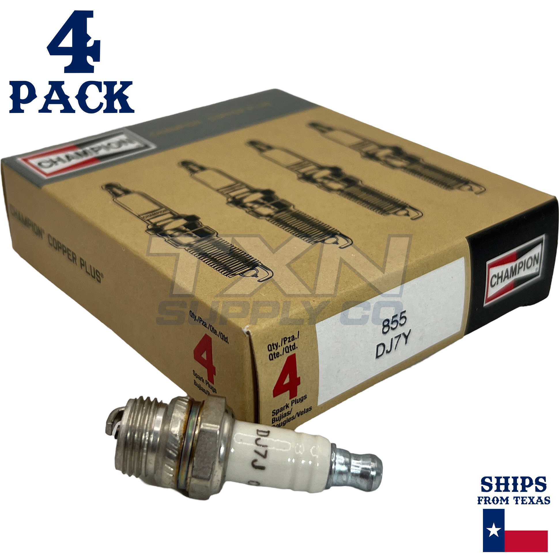 Champion 855 DJ7Y-8PK Copper Plus Small Engine Spark Plug - 5851 (8 Pack) - Image 1
