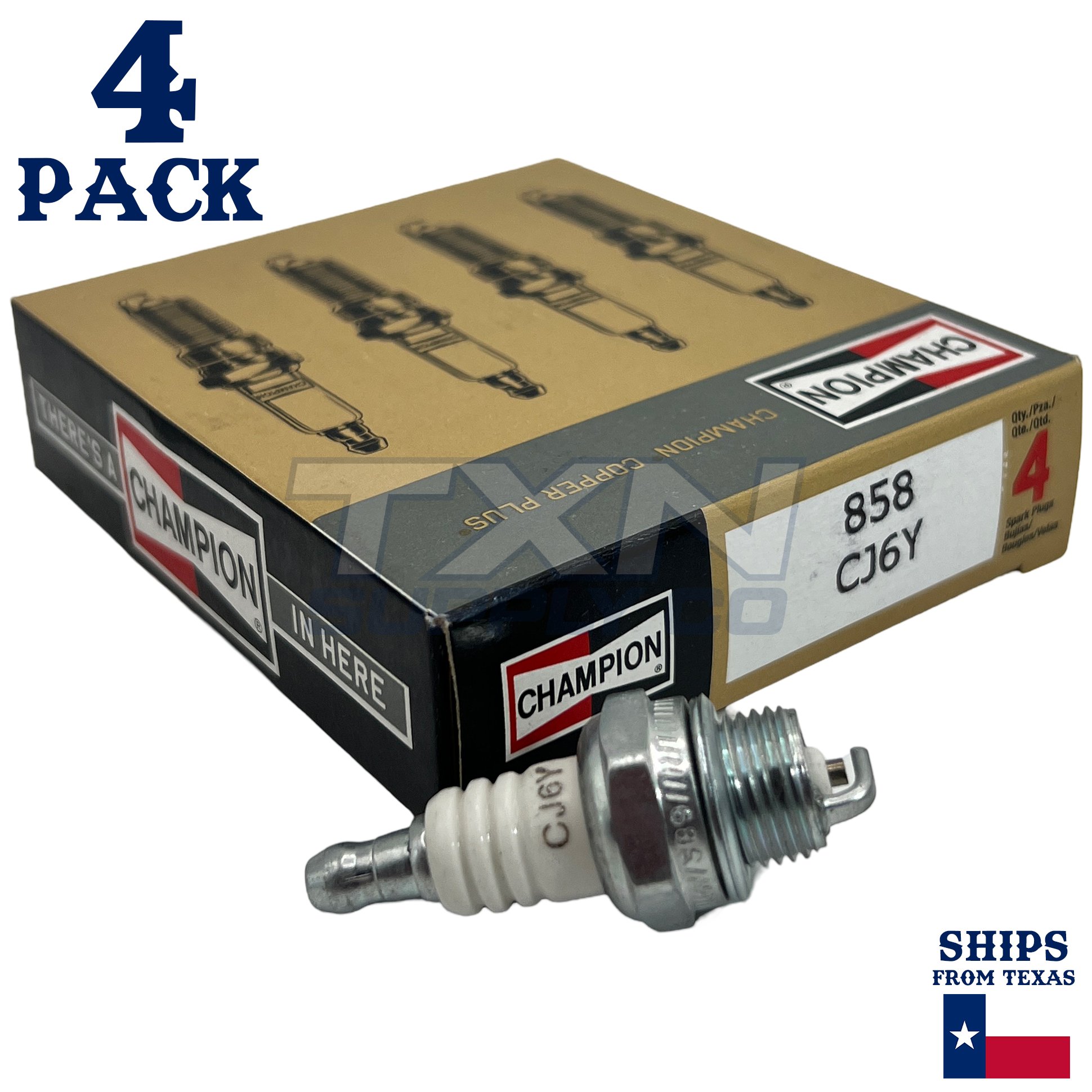 Champion 858 Copper Plus Spark Plug CJ6Y - 4 Pack - Image 1