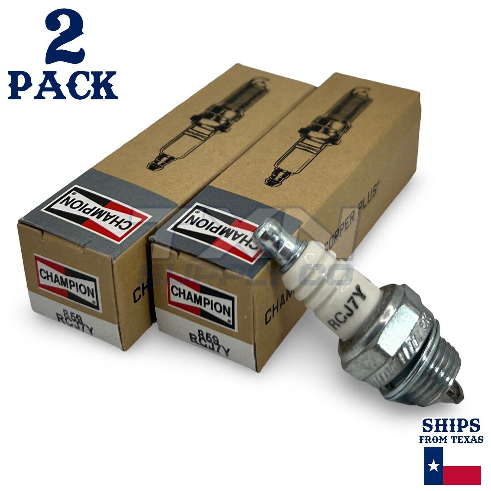 Champion 2 Pack of Genuine OEM Spark Plugs - RCJ7Y-2PK - Image 1