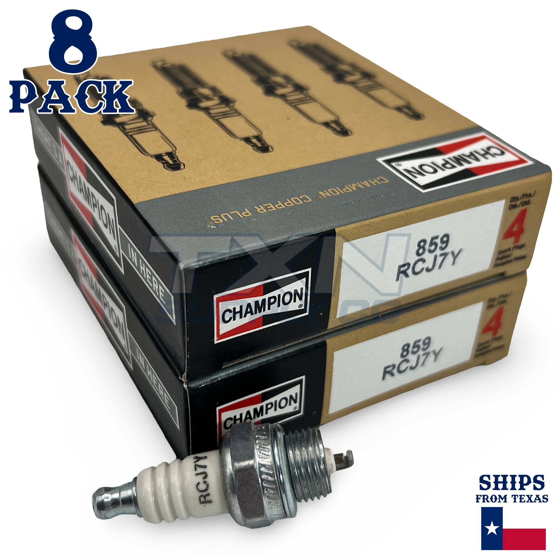 Champion 859 8 Pack of Genuine OEM Spark Plugs - RCJ7Y-8PK - Image 1