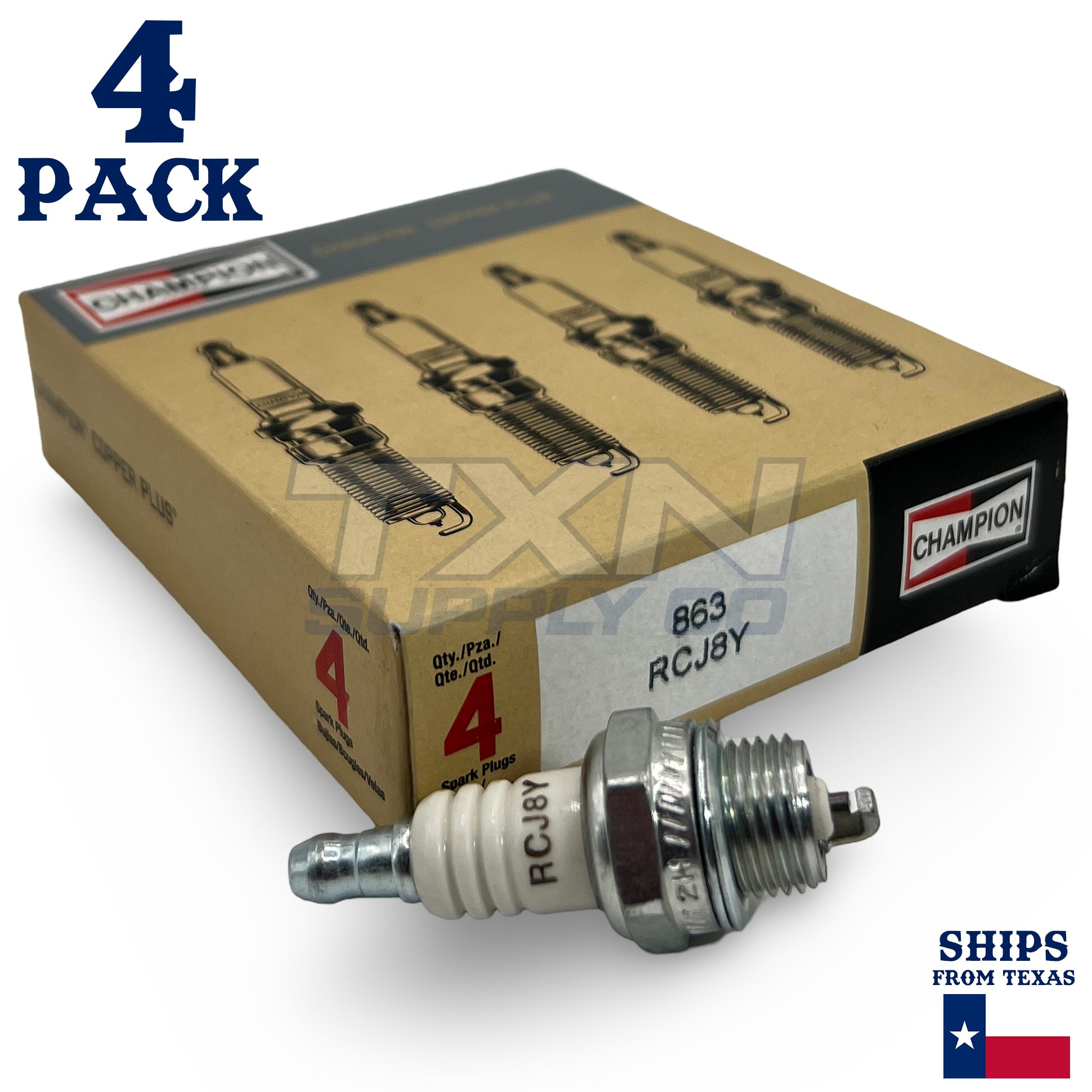 Champion 863 Copper Plus Spark Plug RCJ8Y - 4 Pack - Image 1