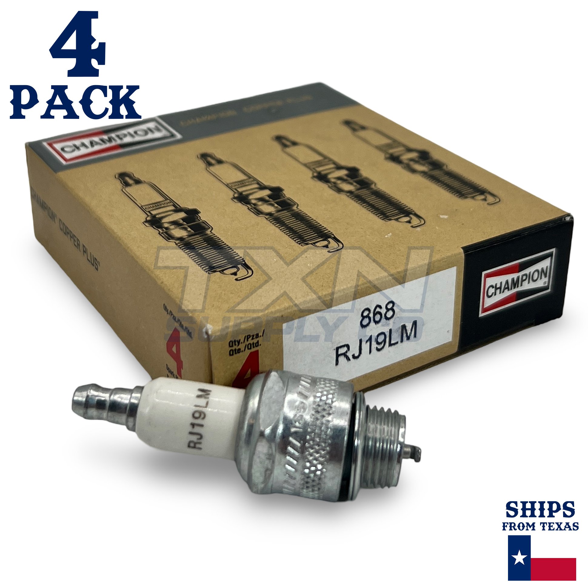 Champion 868 Copper Plus Spark Plug RJ19LM - 4 Pack