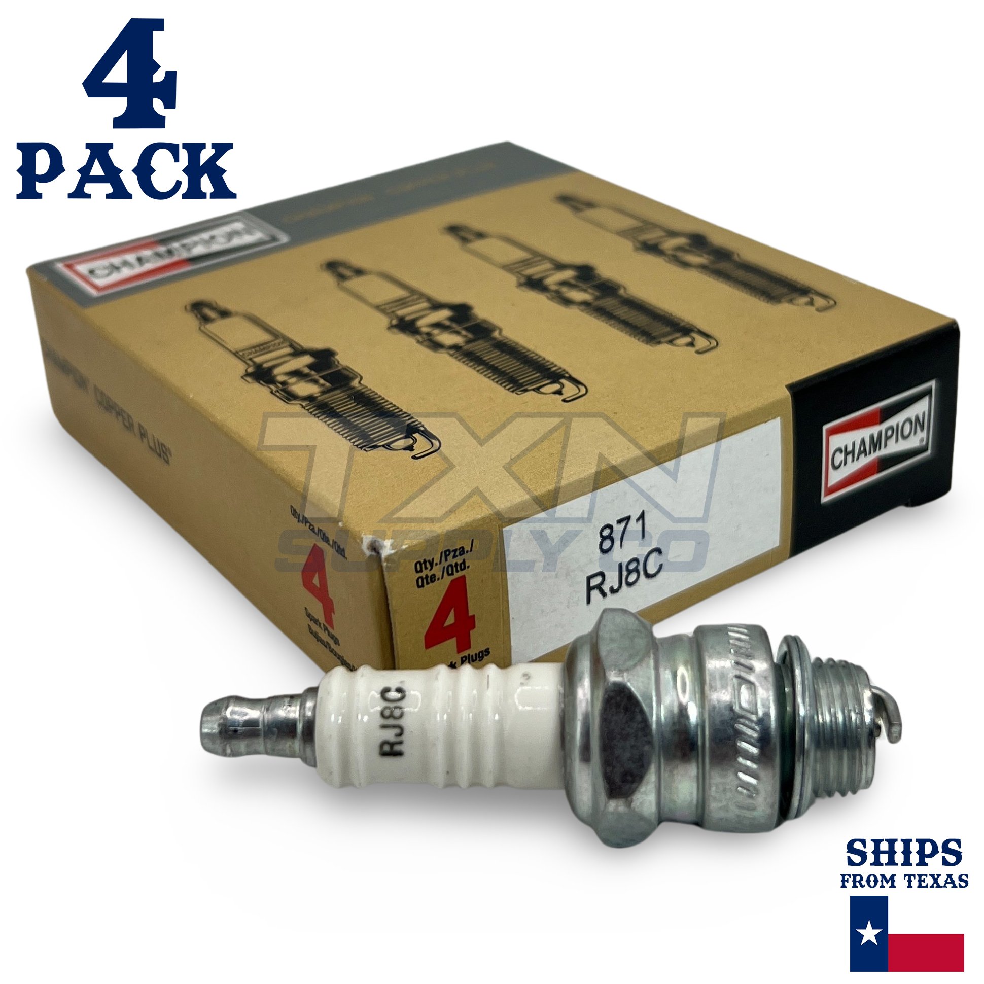 Champion 871 Copper Plus Spark Plug RJ8C - 4 Pack - Image 1