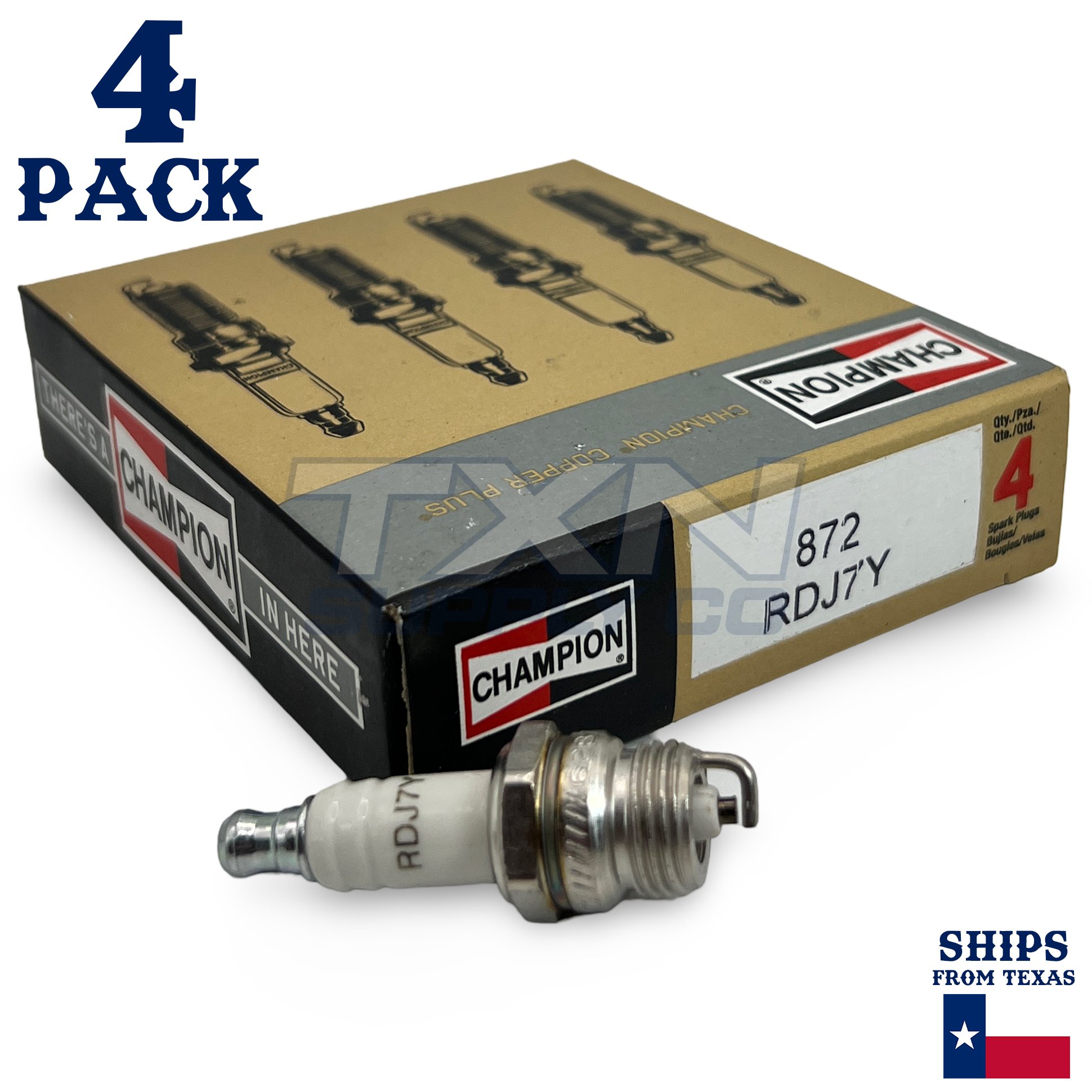 Champion 872 Copper Plus Spark Plug RDJ7Y - 4 Pack - Image 1