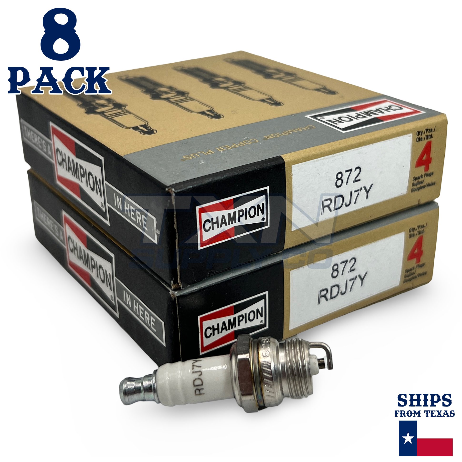 Champion RDJ7Y-8pk Copper Plus Small Engine Spark Plug Stock # 872 (8 Pack)