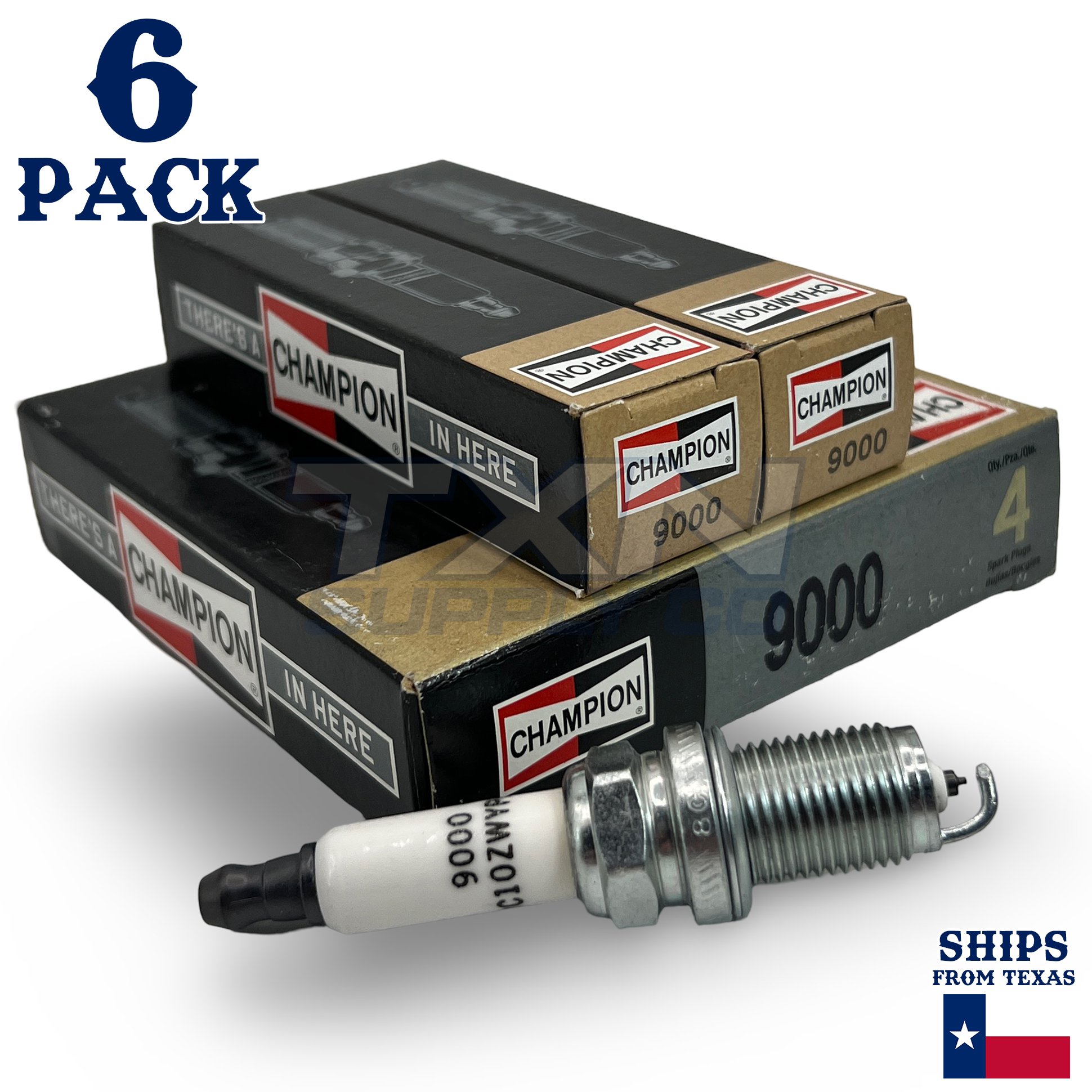 Champion 9000 Iridium Spark Plugs RC10ZWYPB4 - 6 Pack