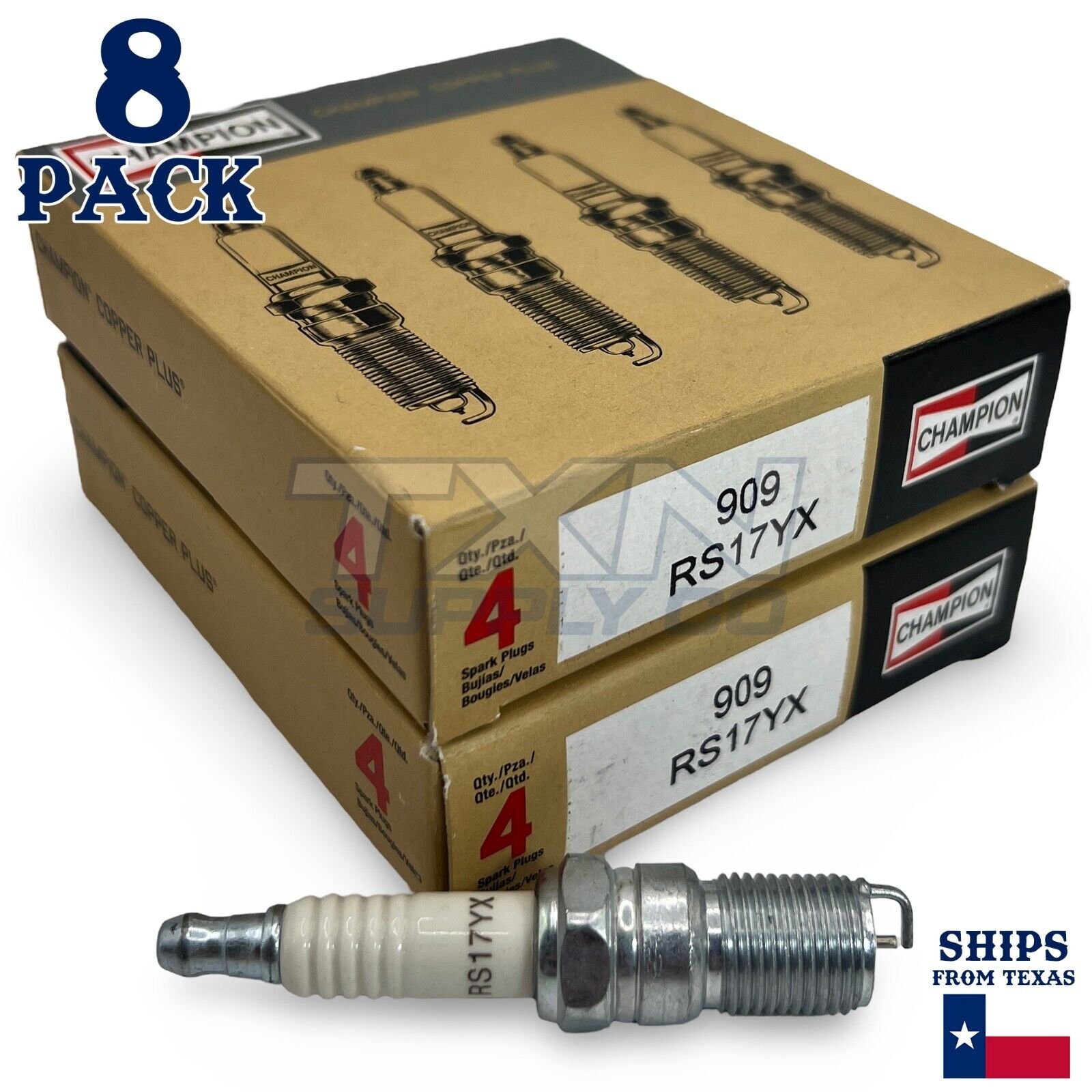 Champion 909 Copper Plus Spark Plug RS17YX - 8 Pack