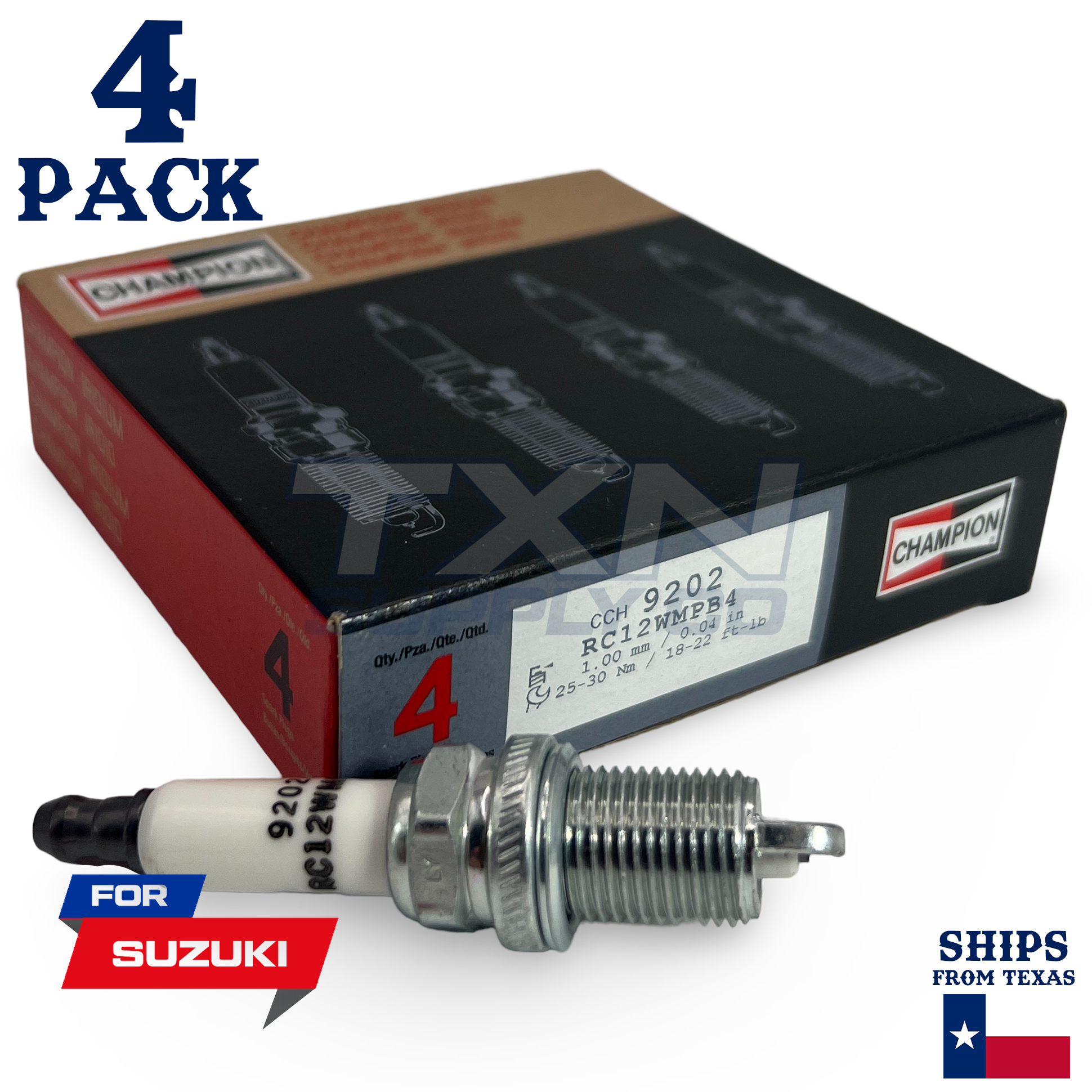 4 Pack Champion Iridium Spark Plugs for 2000-2003 Suzuki Vitara 2.0L L4 - Image 1