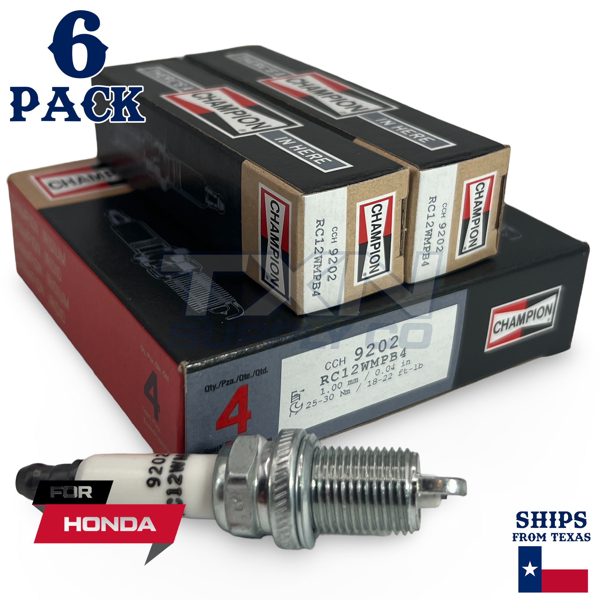 6 Pack Champion Iridium Spark Plugs for 2003-2004 Honda Pilot 3.5L V6 - Image 1