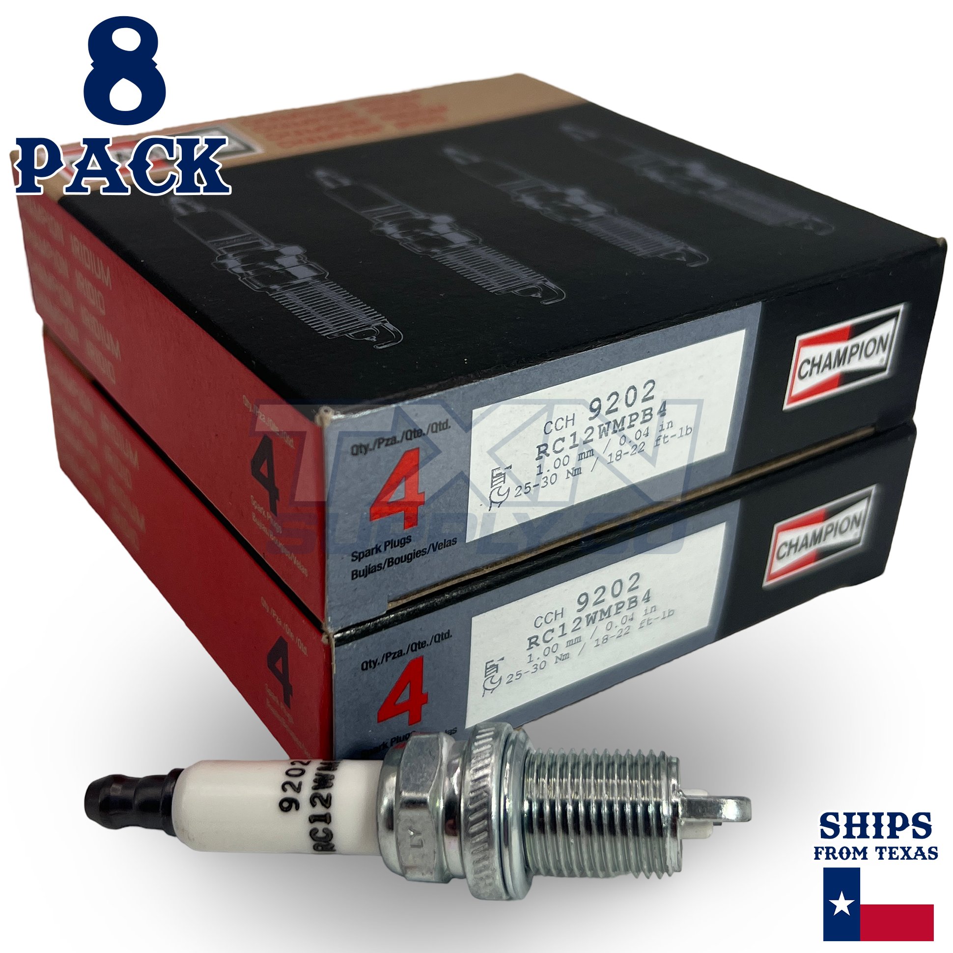 Champion 9202 Iridium Spark Plugs RC12WMPB4 - 8 Pack
