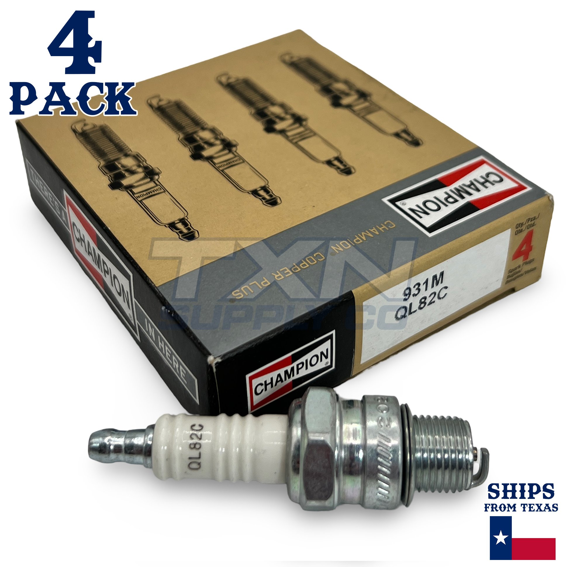 Champion 931M Marine Spark Plug QL82C - 4 Pack - Image 1
