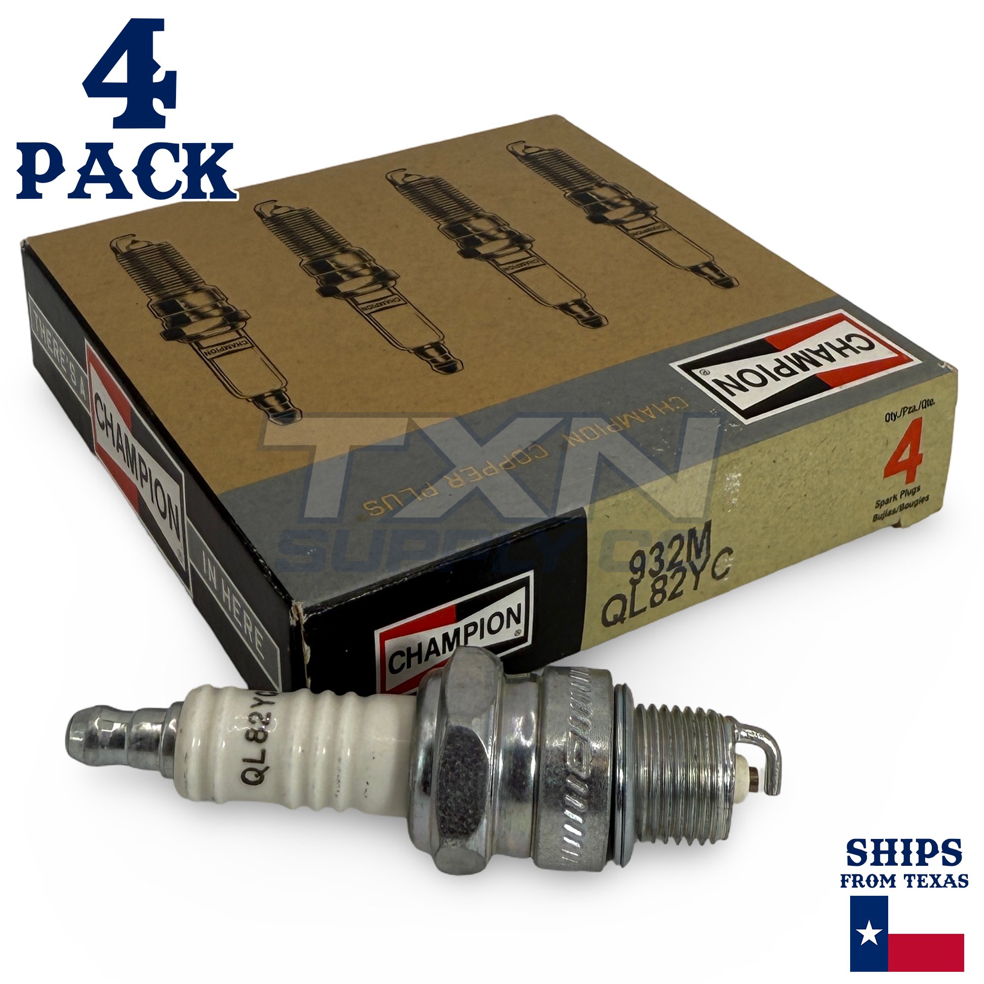 Champion 932M Copper Plus Spark Plugs QL82YC Marine - 4 Pack - Image 1