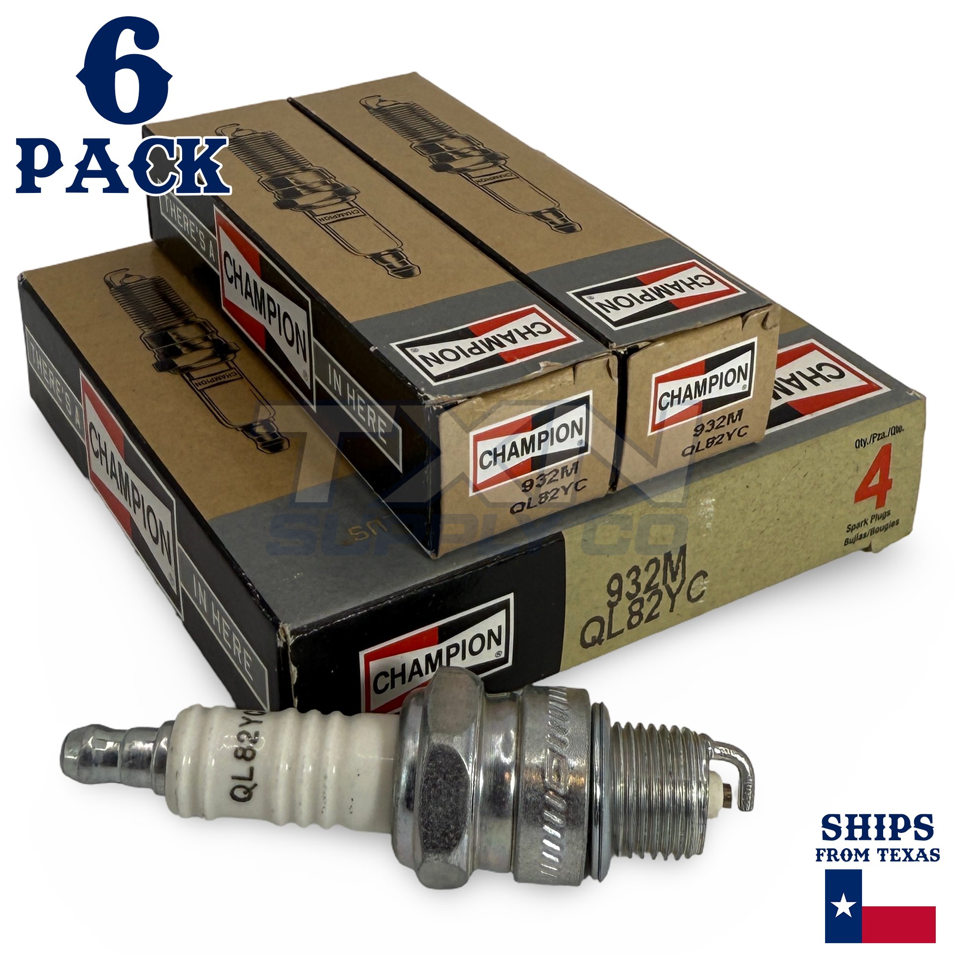 Champion 932M Copper Plus Spark Plugs QL82YC Marine - 6 Pack - Image 1