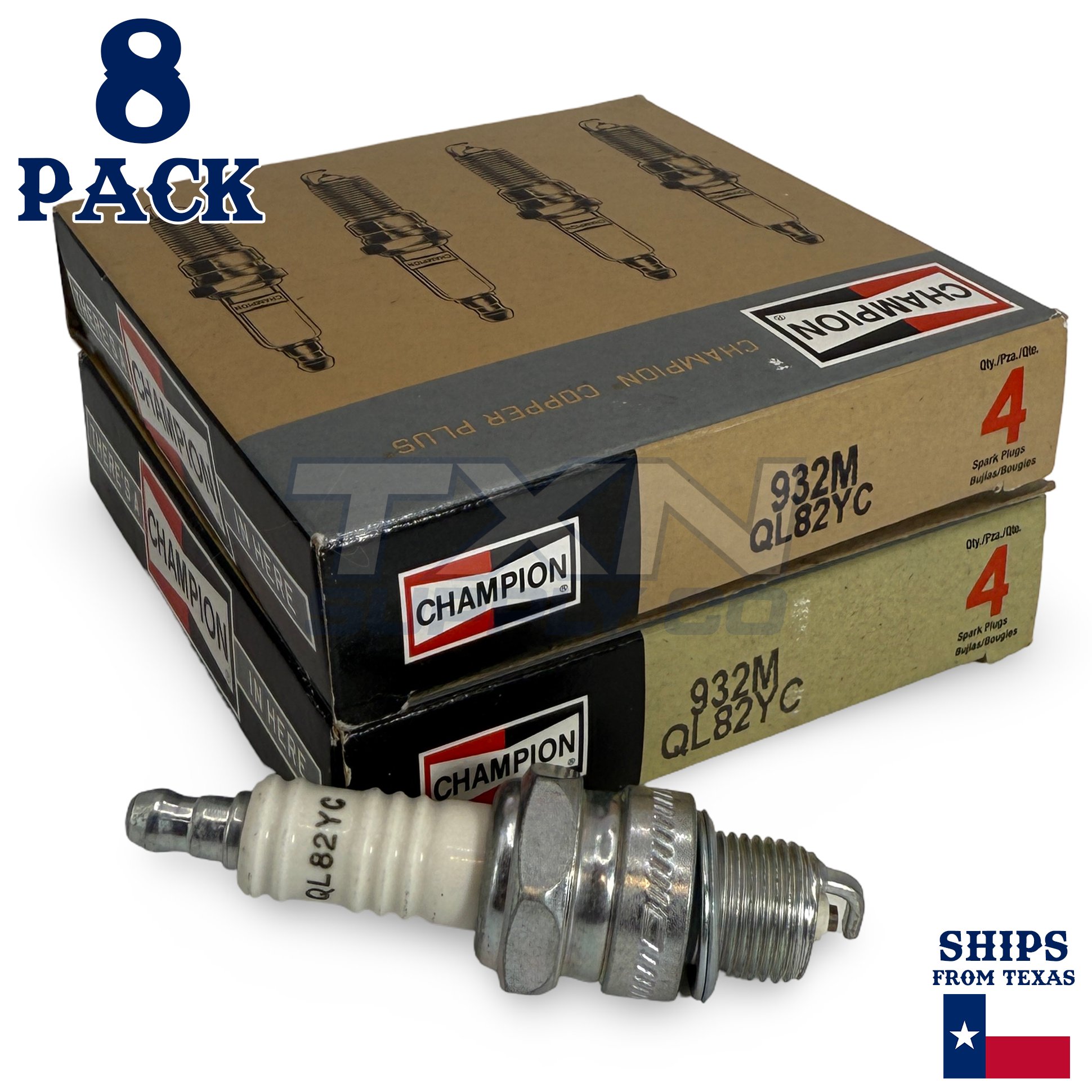 Champion 932M Copper Plus Spark Plugs QL82YC Marine - 8 Pack - Image 1