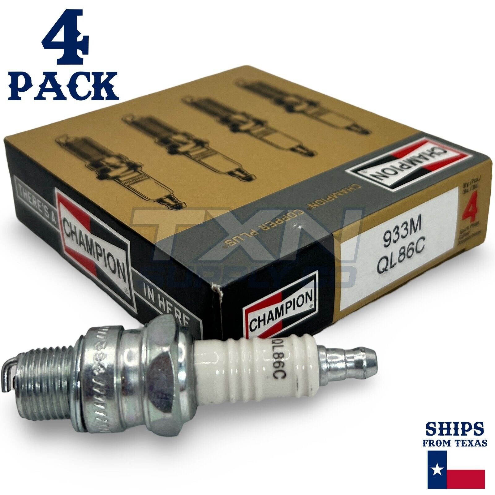 Champion 933M QL86C Copper Plus Spark Plug - 4 Pack - Image 1