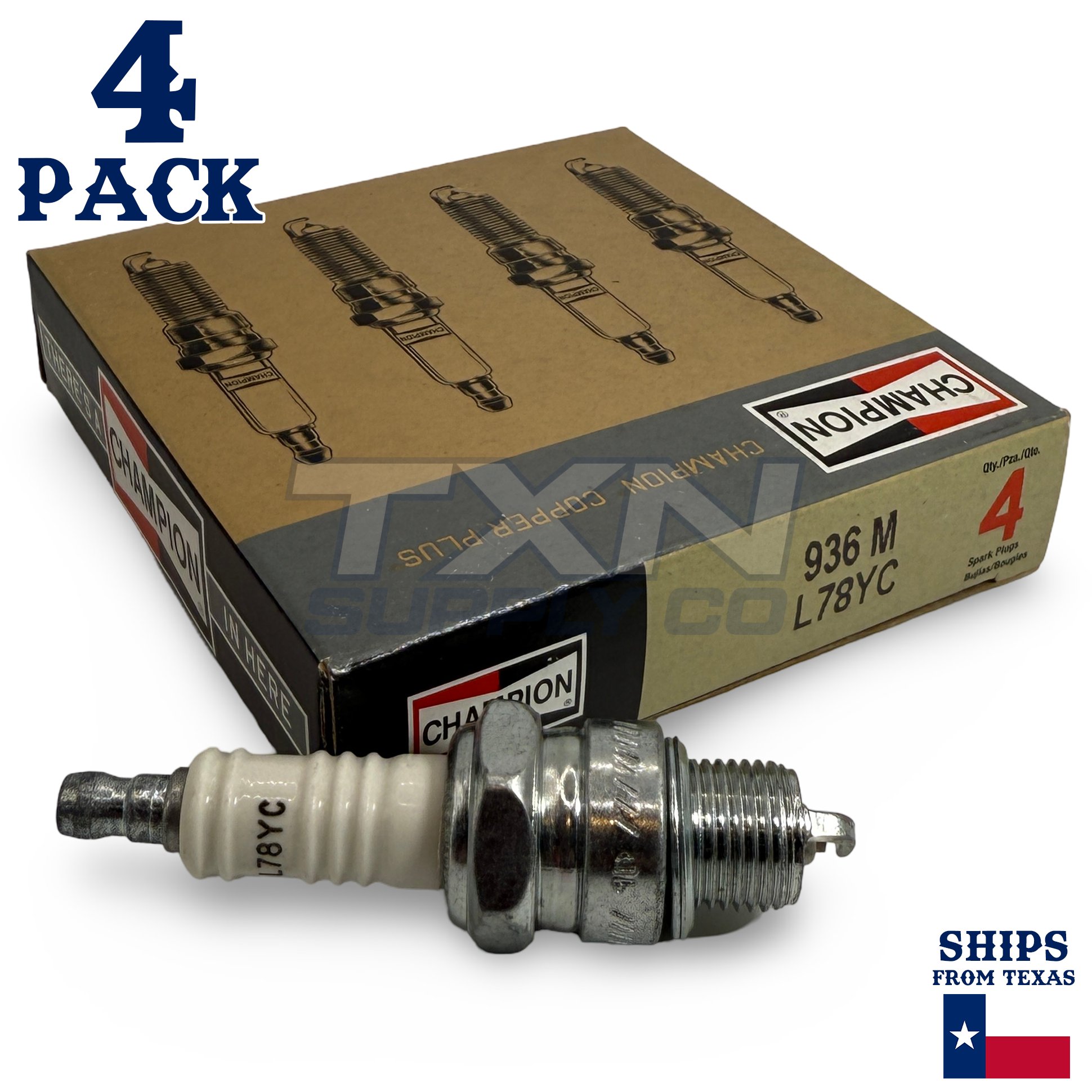 Champion 936M Copper Plus Spark Plugs L78YC Marine - 4 Pack - Image 1