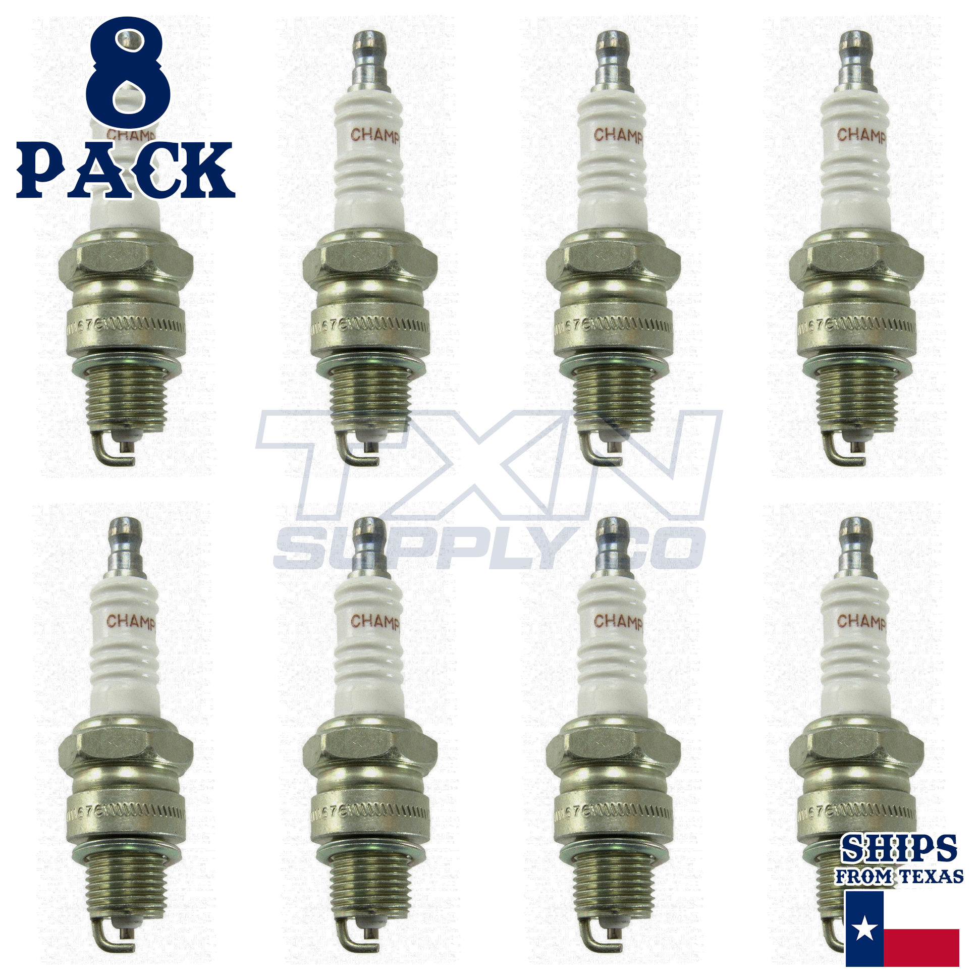 8 Pack Champion Spark Plug - For 1985-1998 Johnson 250 V8 Outboard - Image 2