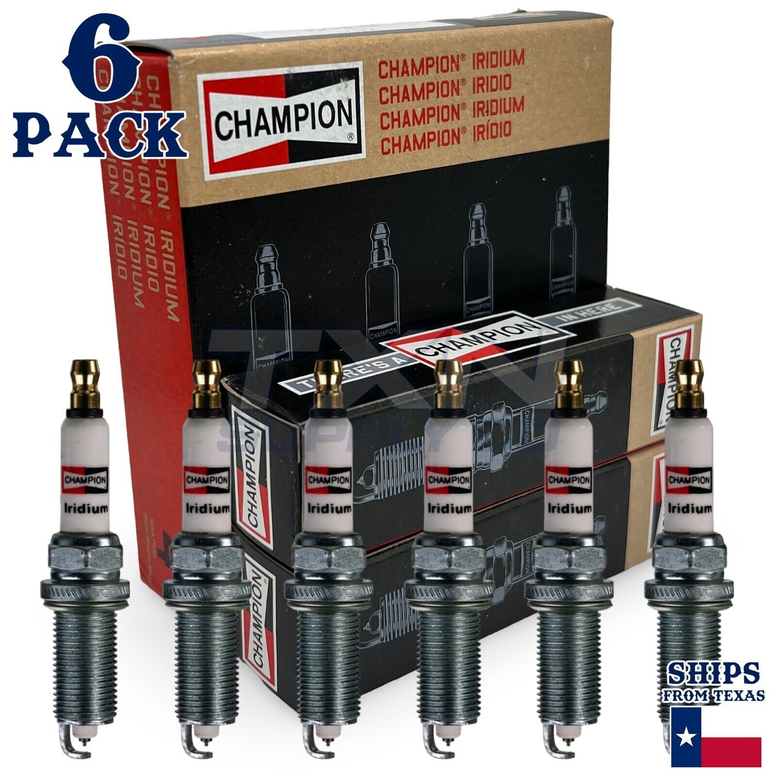 Champion 9403 Iridium Spark Plugs RE14WMPB4 - 6 Pack