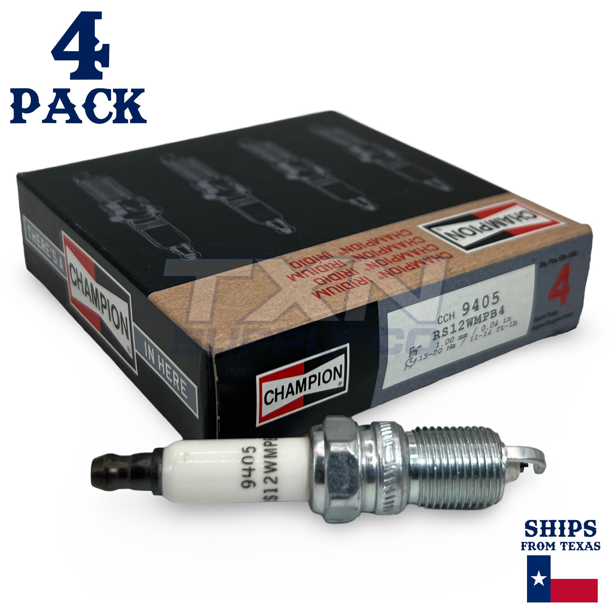 Champion 9405 Iridium Spark Plugs RS14WMPB4 - 4 Pack - Image 1