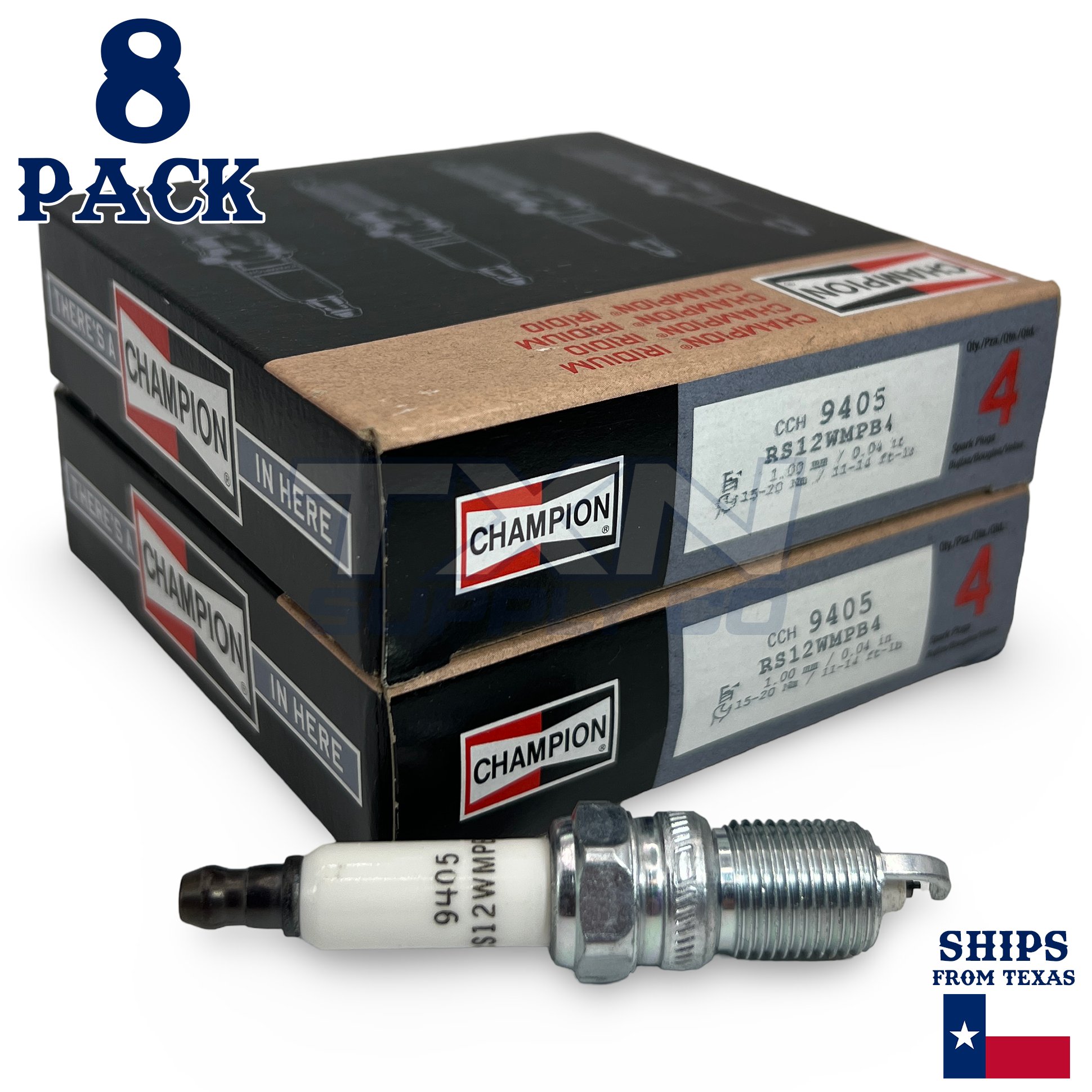 Champion 9405 Iridium Spark Plugs RS14WMPB4 - 8 Pack