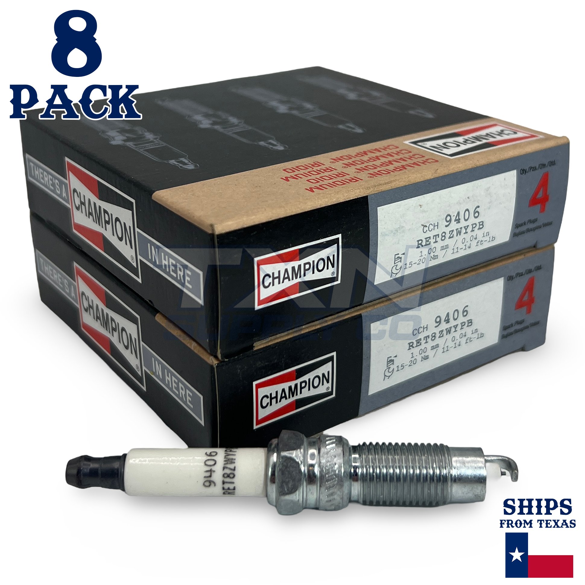 Champion 9406 Iridium Spark Plugs - 8 Pack - Image 1
