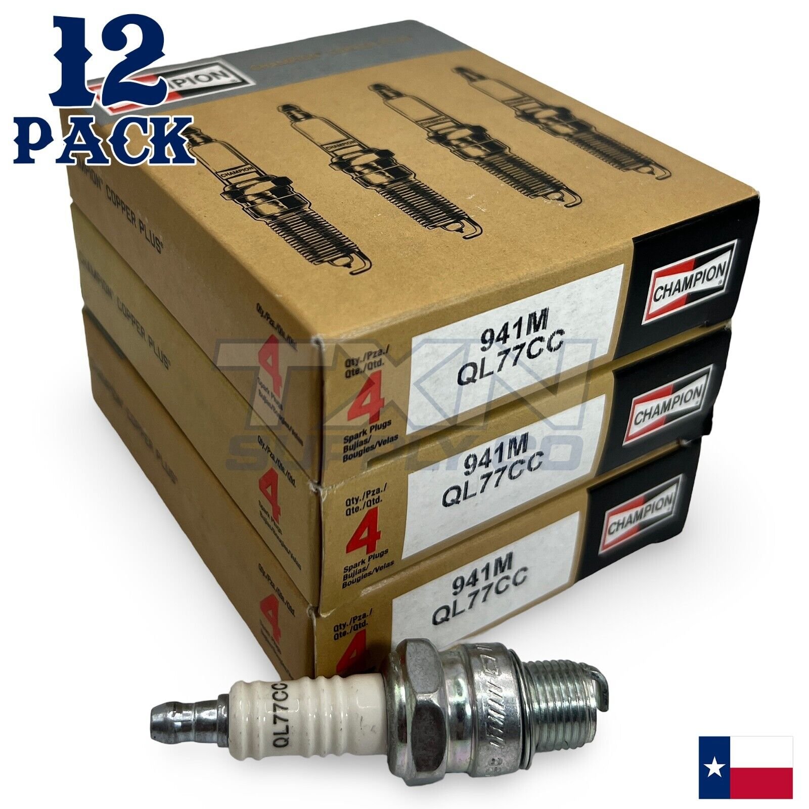 Champion 941M Marine Spark Plug QL77CC - 12 Pack - Image 1