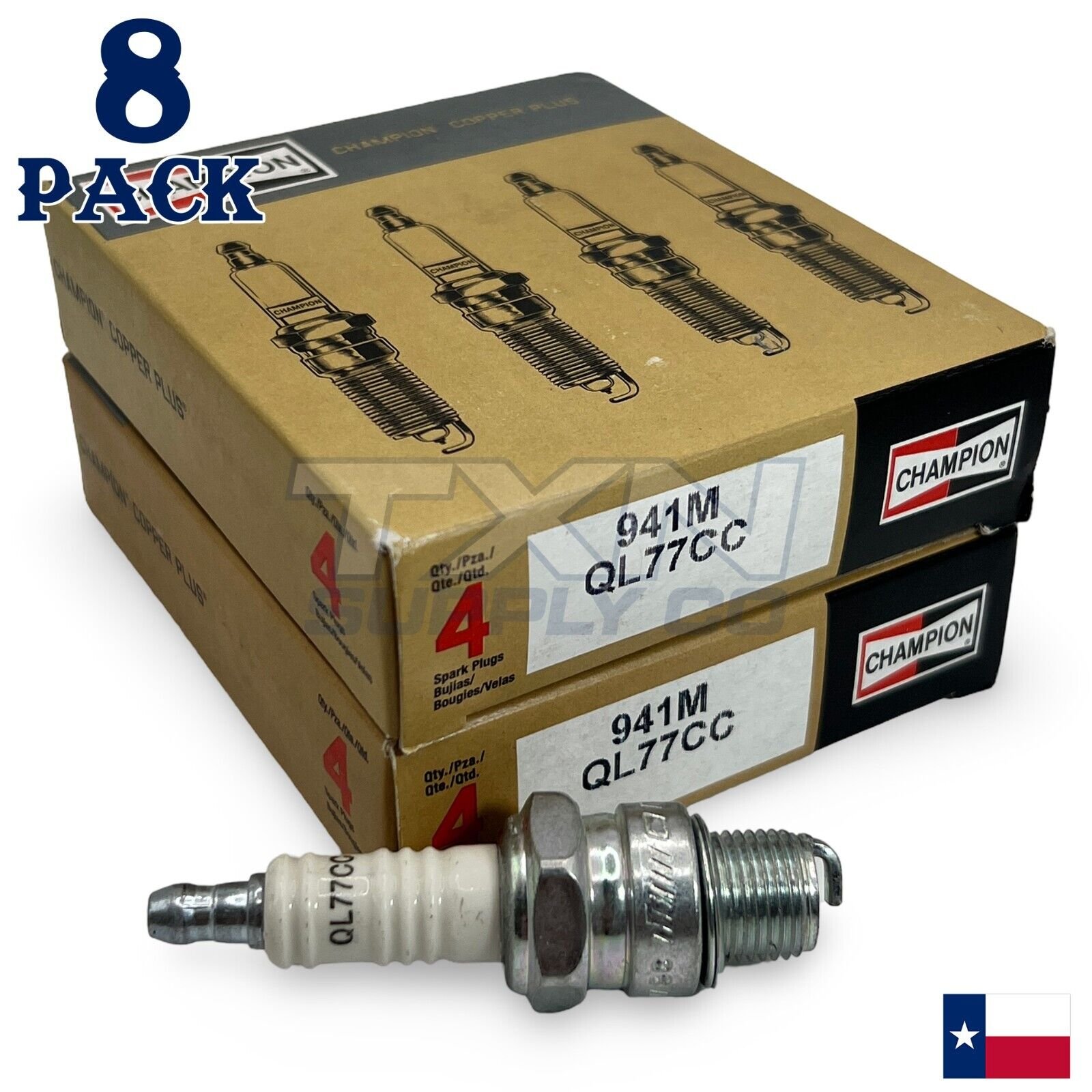 Champion 941M Marine Spark Plug QL77CC - 8 Pack