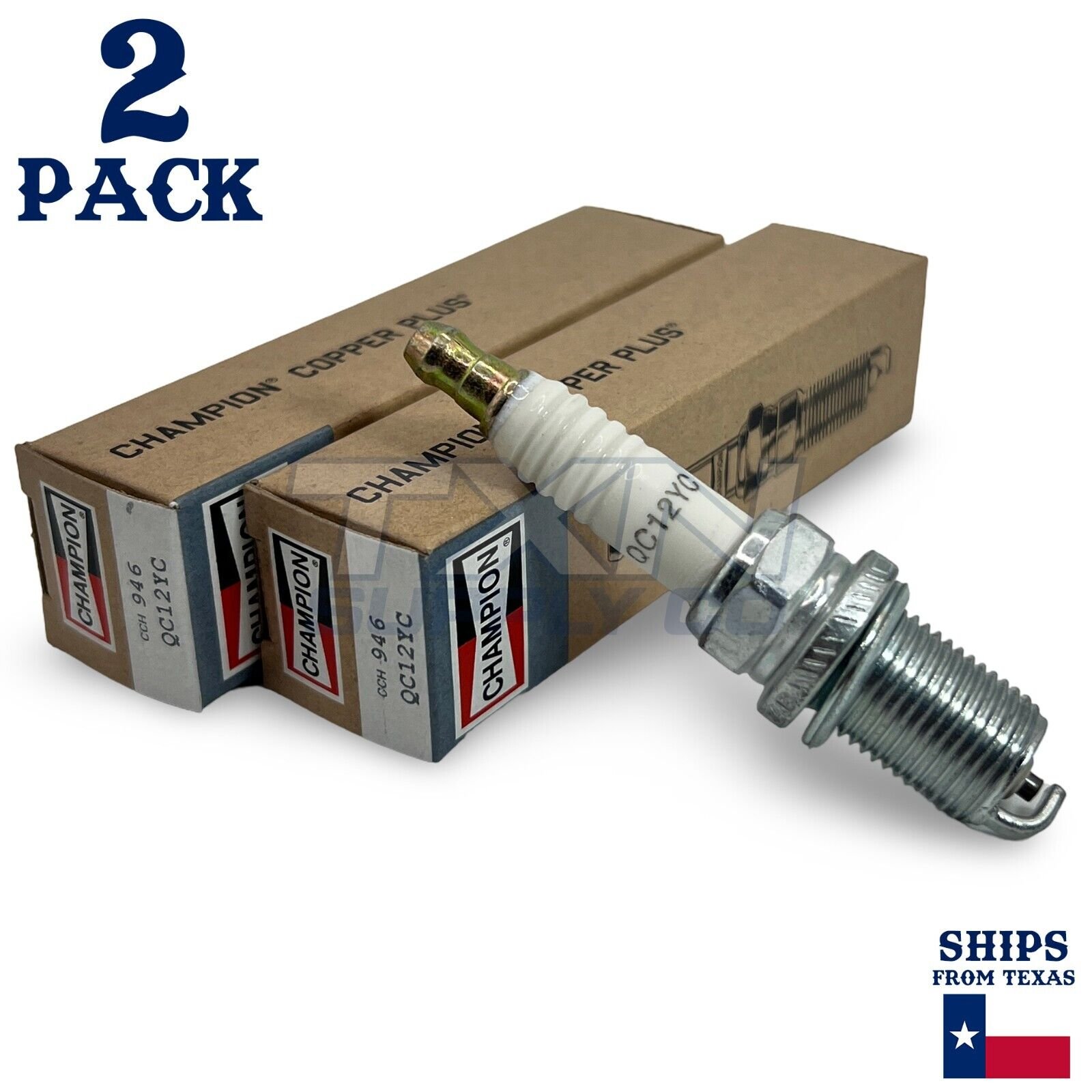 Champion 946 Copper Spark Plug QC12YC - 2 Pack - Image 1