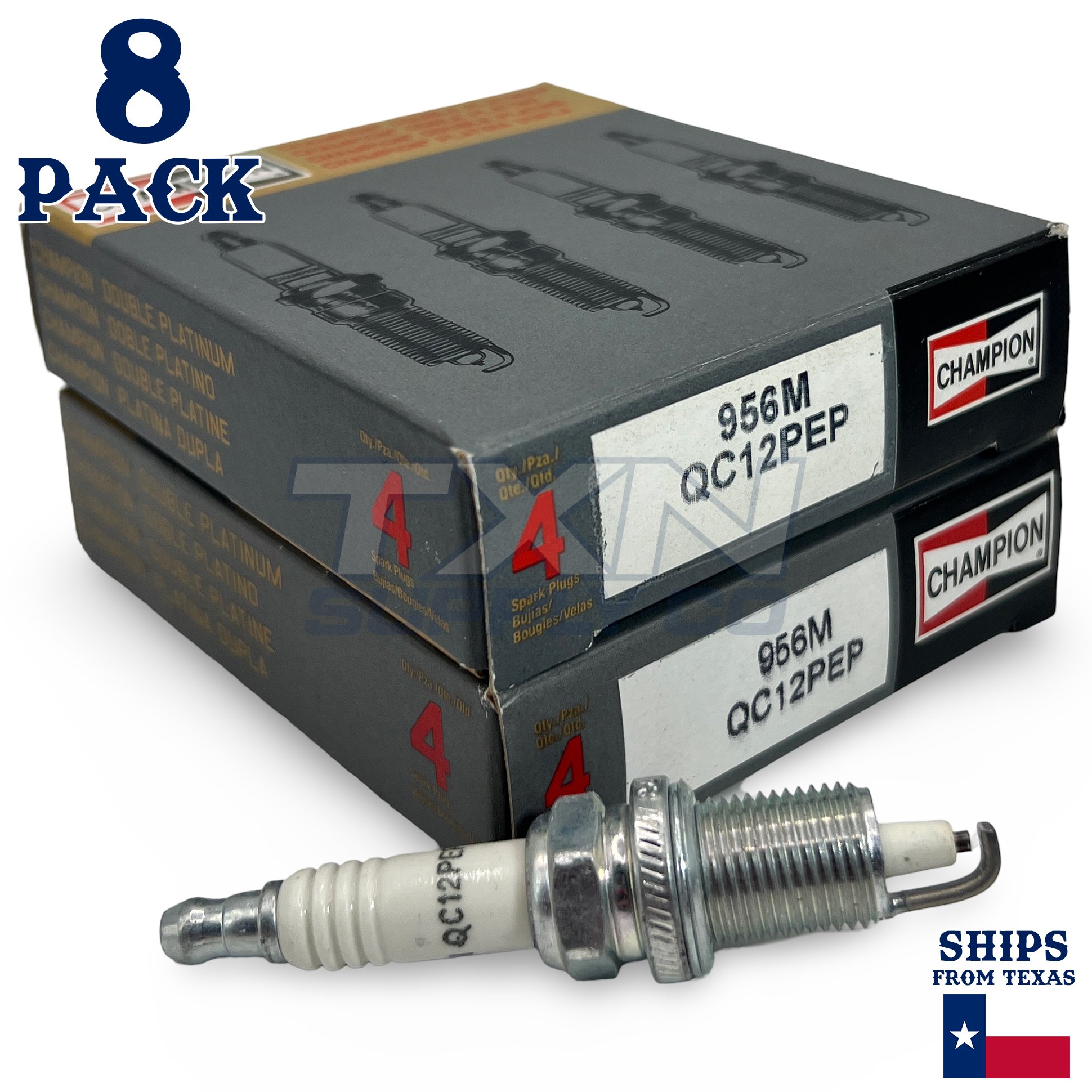 Champion 956M Copper Plus Spark Plugs QC12PEP Marine - 8 Pack - Image 1