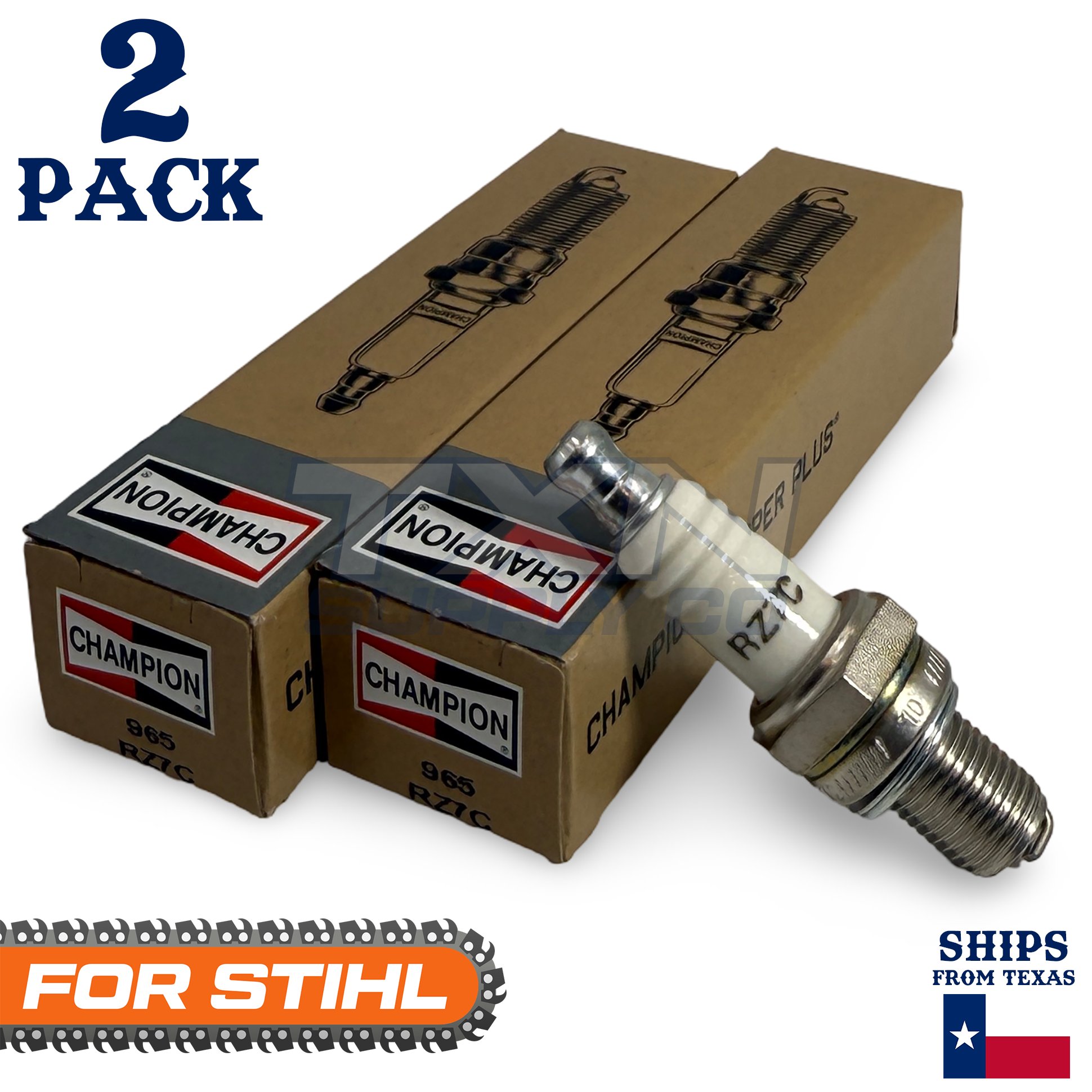 2 Pack Champion Spark Plug - For MS194 Stihl Chainsaw - Image 1