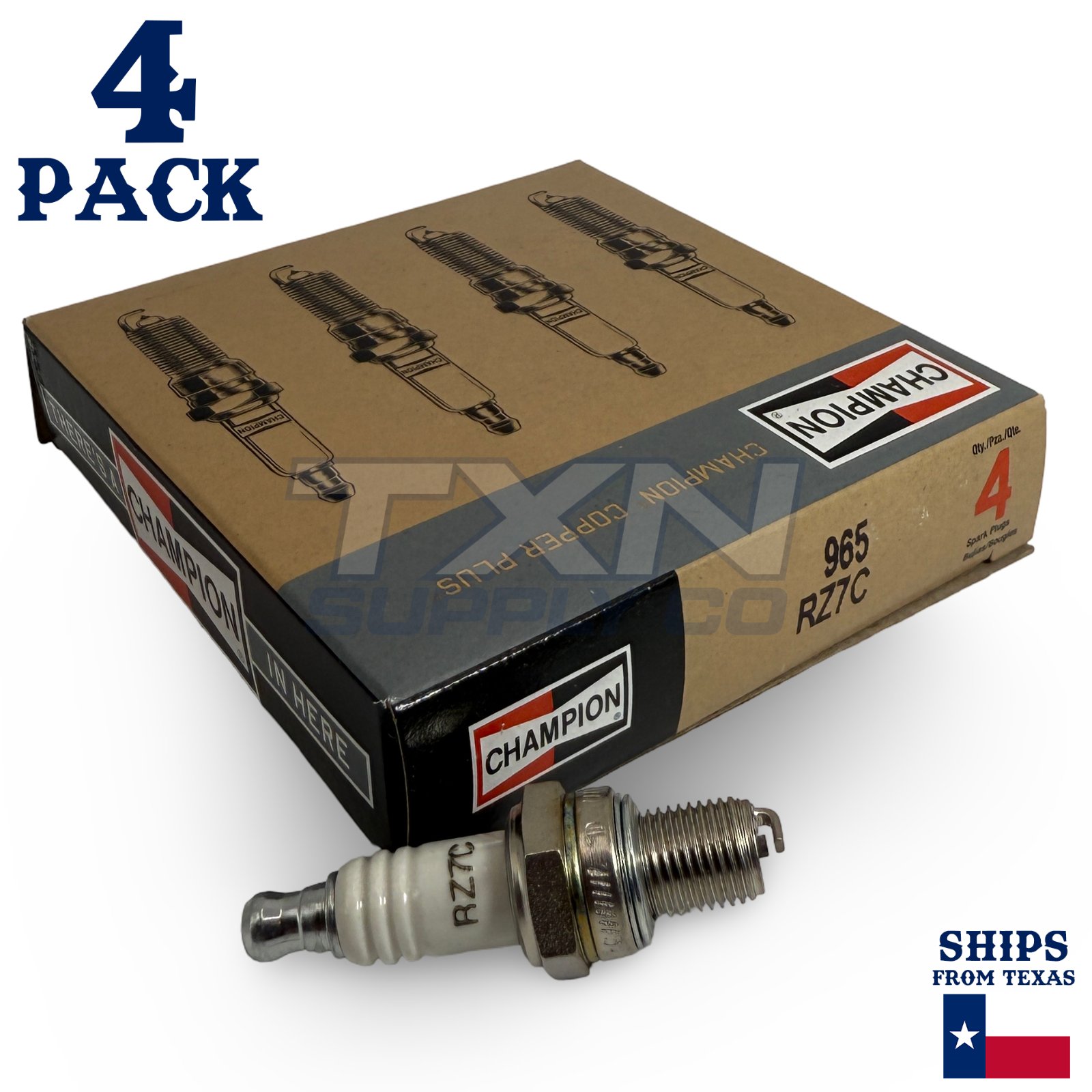 Champion 965 Copper Plus Spark Plug RZ7C - 4 Pack - Image 1