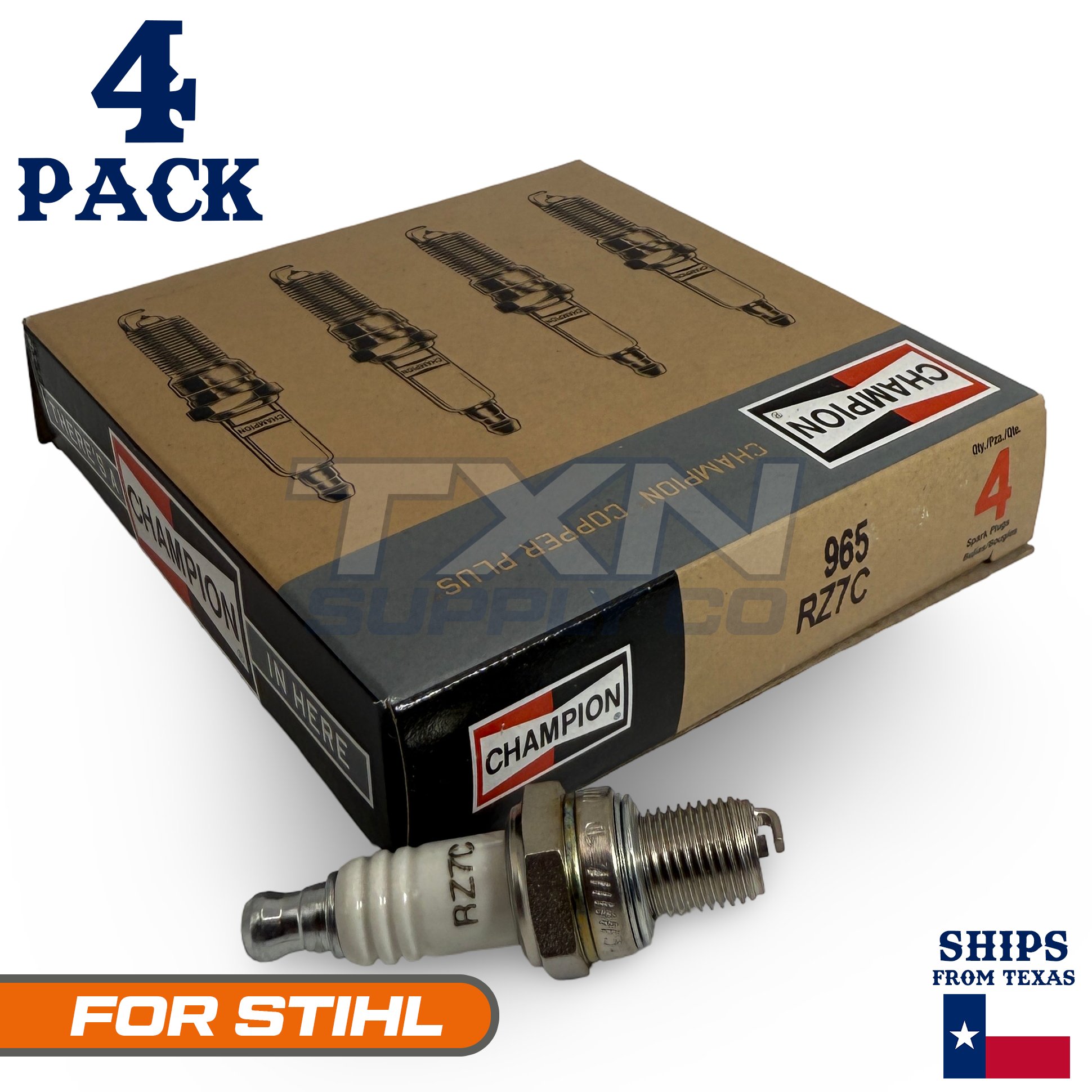 4 Pack Champion Spark Plug - For STIHL FC 100 Trimmer Cutter - Image 1