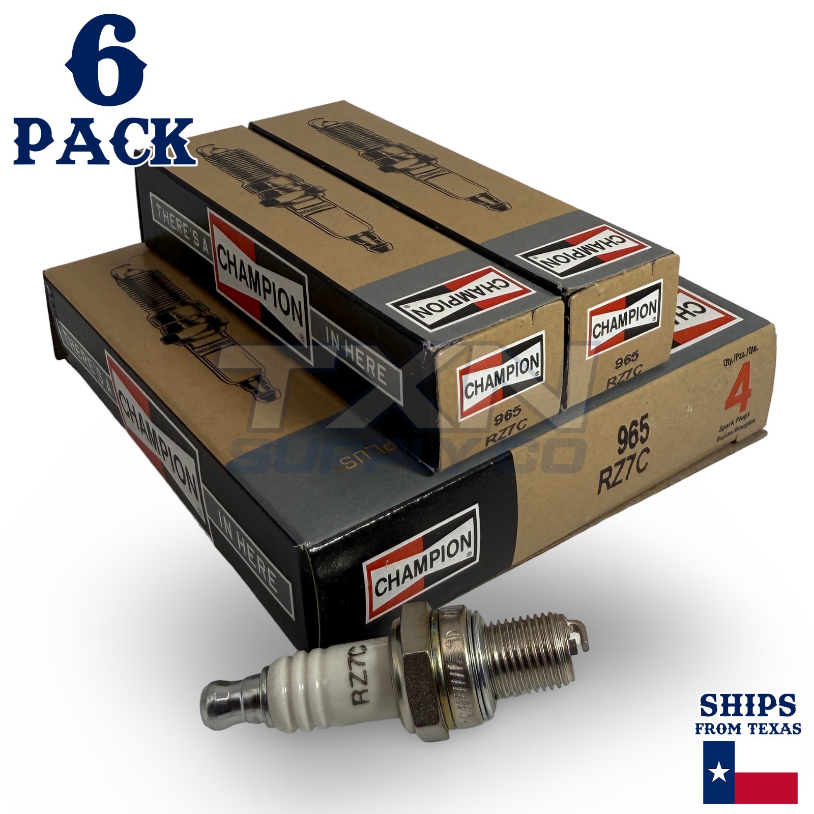 Champion 965 Copper Plus Spark Plug RZ7C - 6 Pack