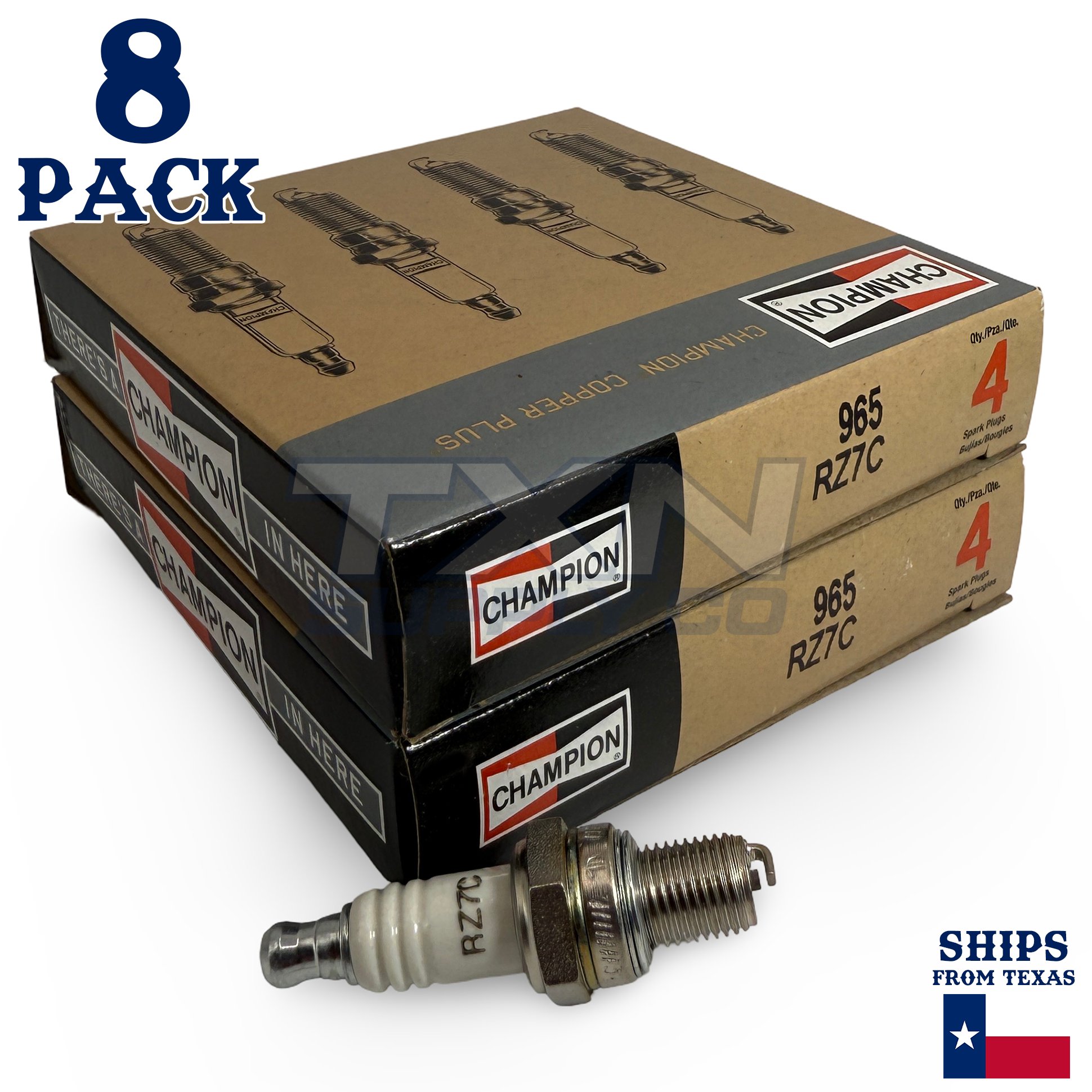 Champion 965 Copper Plus Spark Plug RZ7C - 8 Pack