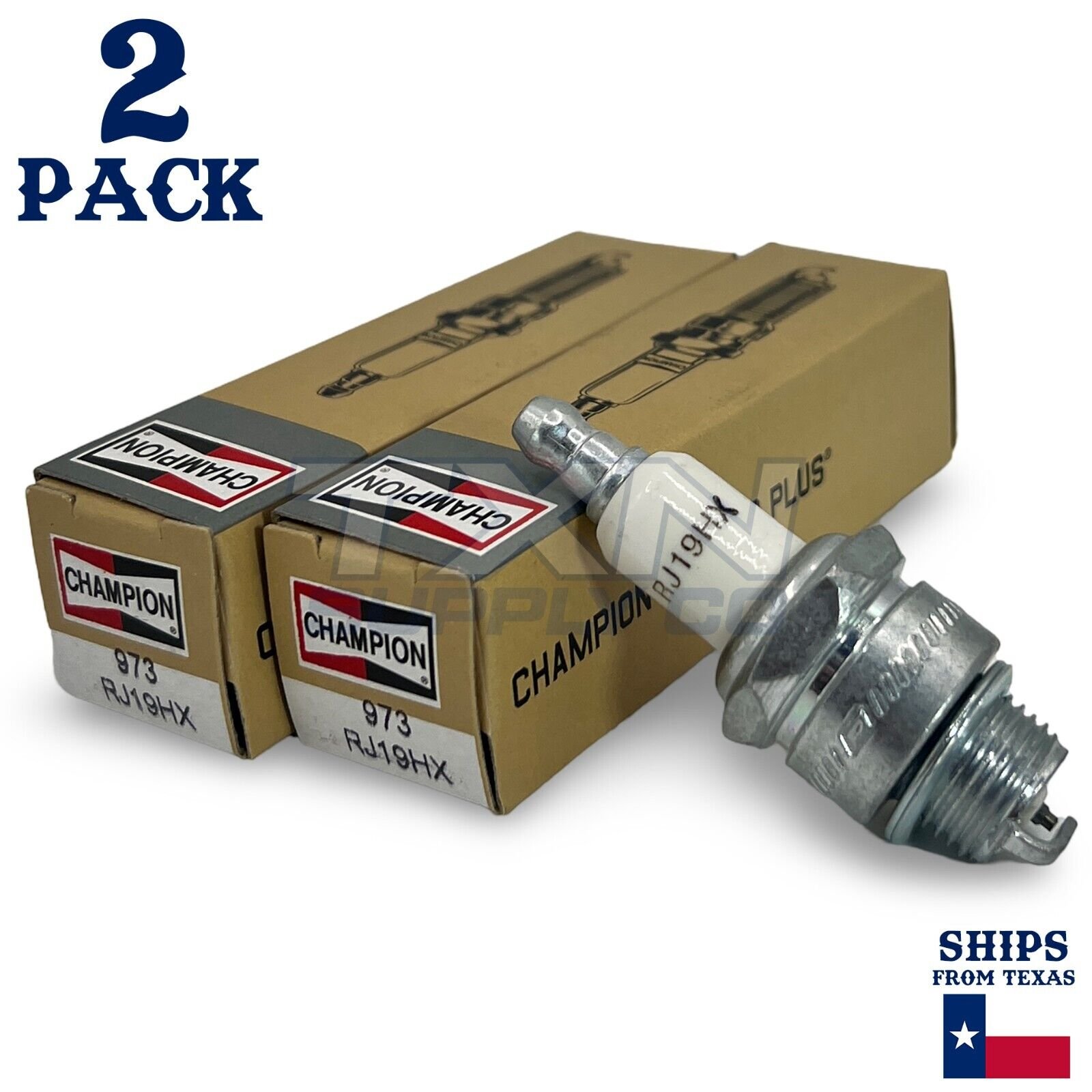 Champion 973 Copper Spark Plug RJ19HX - 2 Pack - Image 1