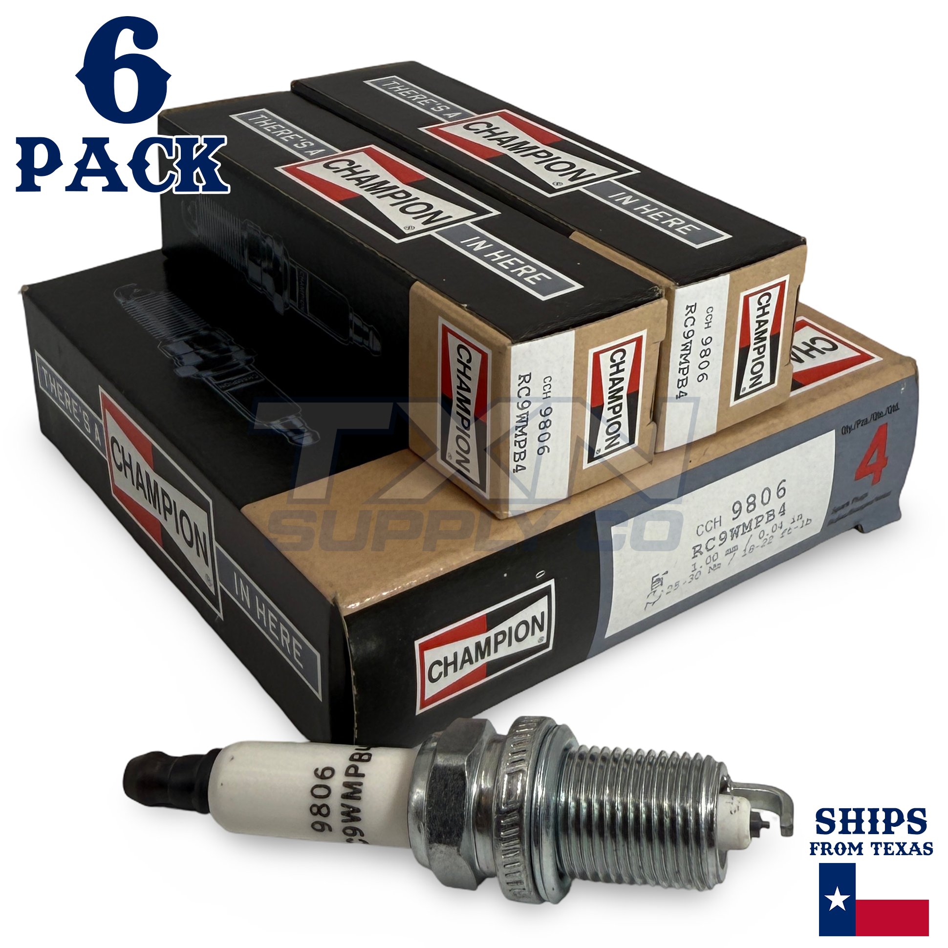 Champion 9806 Iridium Spark Plugs RC8WMPB4 - 6 Pack