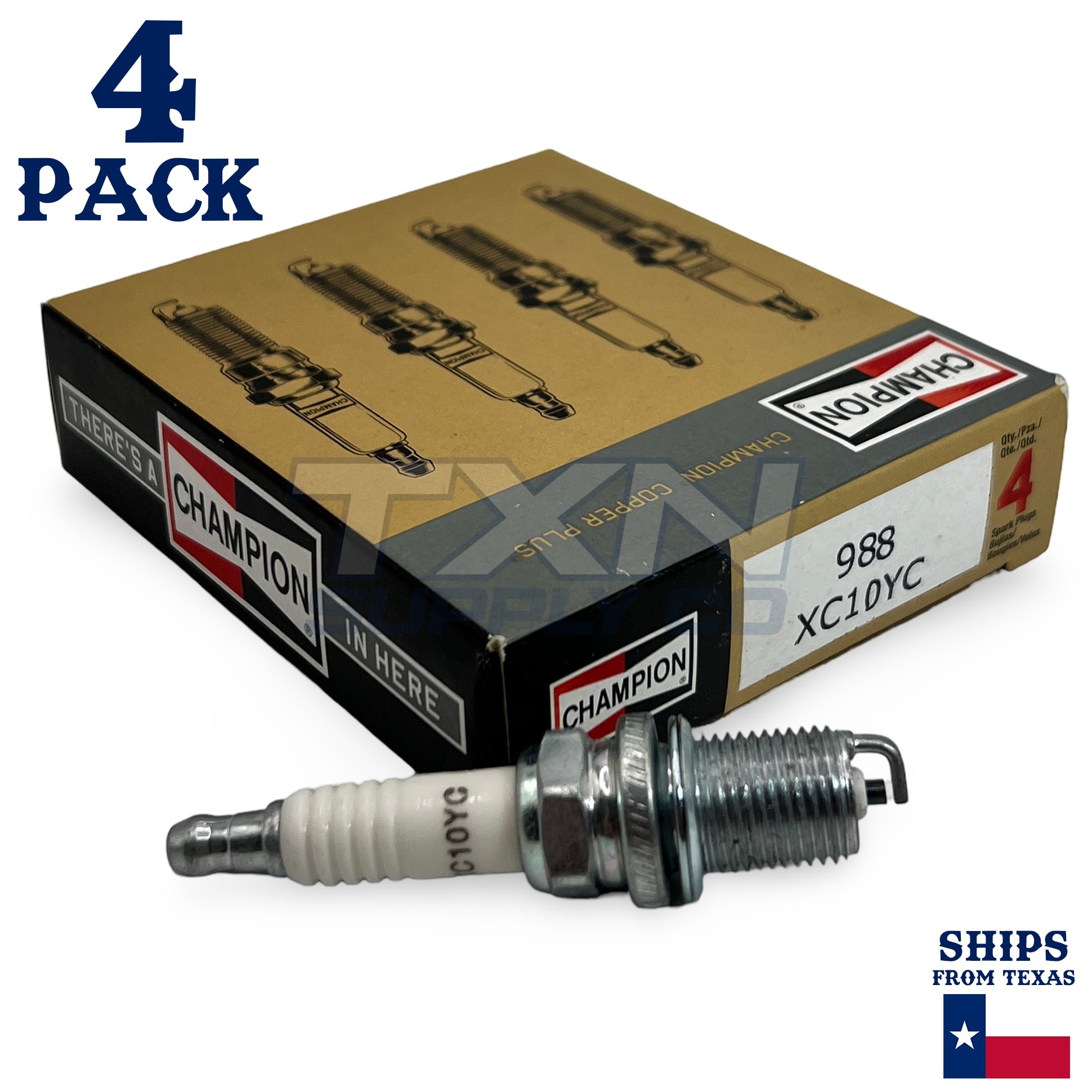 Champion 988 Copper Plus Spark Plug XC10YC - 4 Pack - Image 1