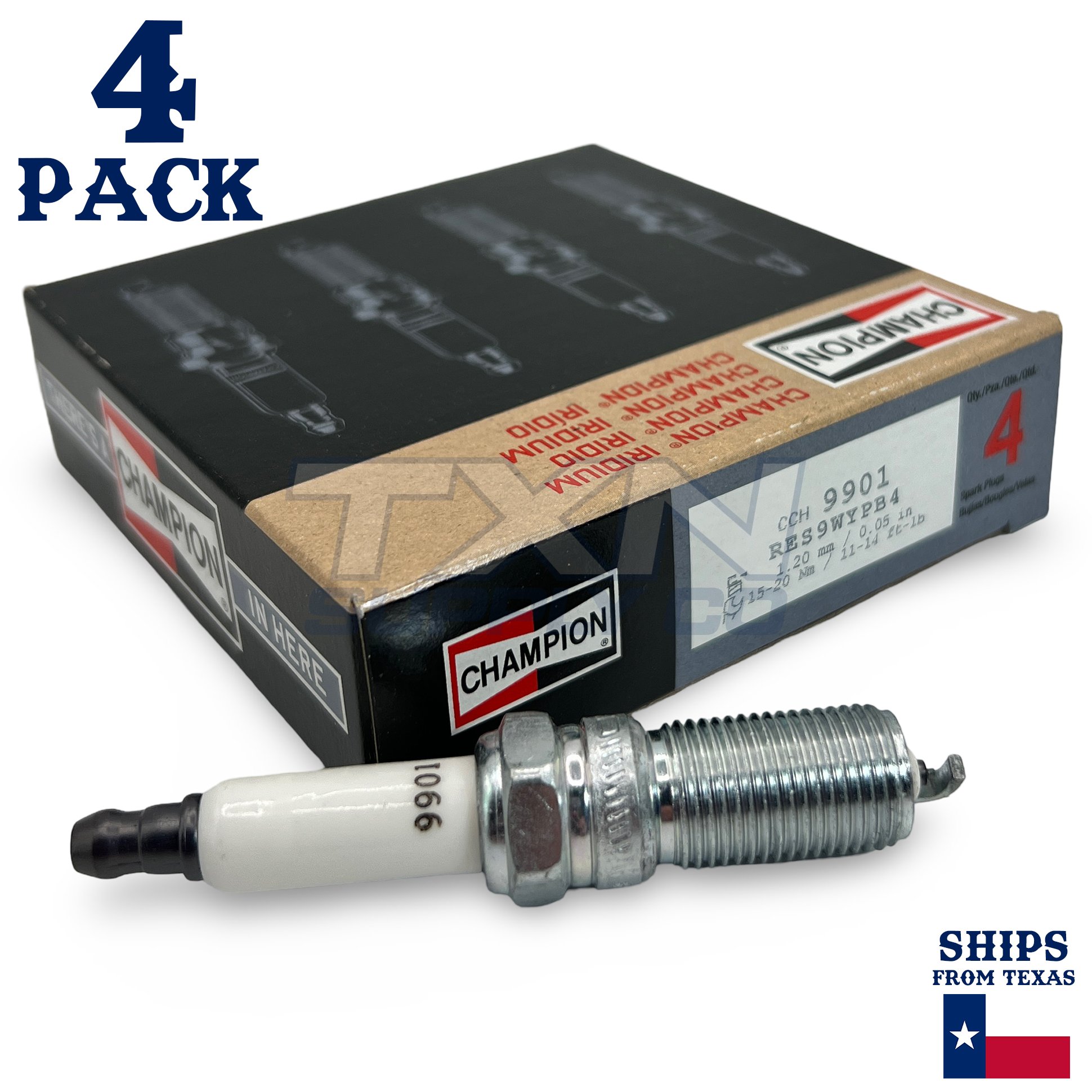 Champion 9901 Iridium Spark Plugs RE10WYPB5 - 4 Pack
