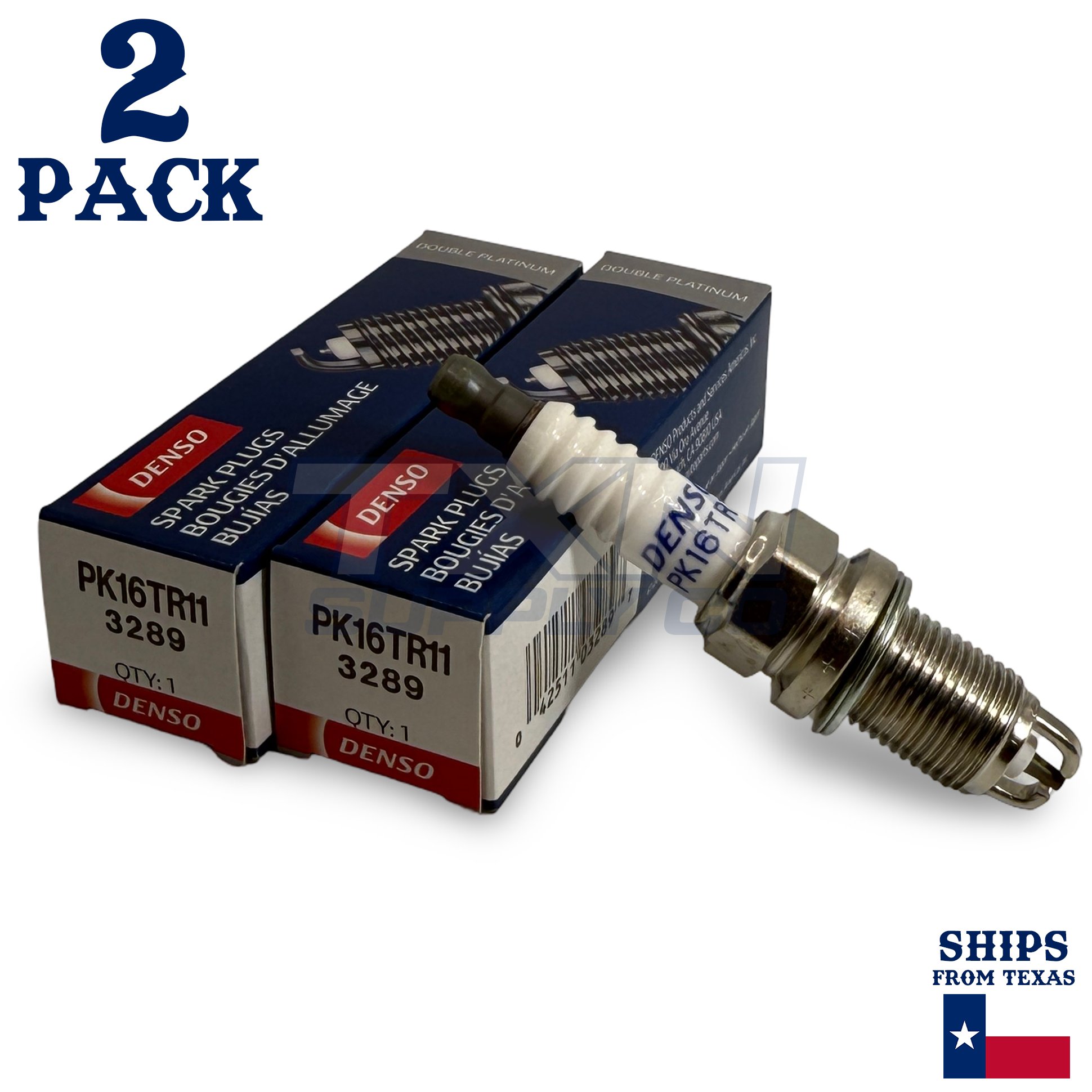 2 Pack Denso 3289 Double Platinum Spark Plugs PK16TR11 - Image 1