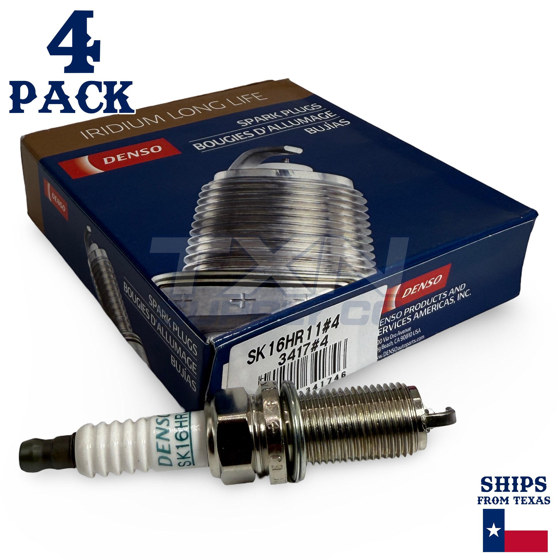 4 Pack Denso 3417 Iridium Long Life Spark Plugs SK16HR11 - Image 1